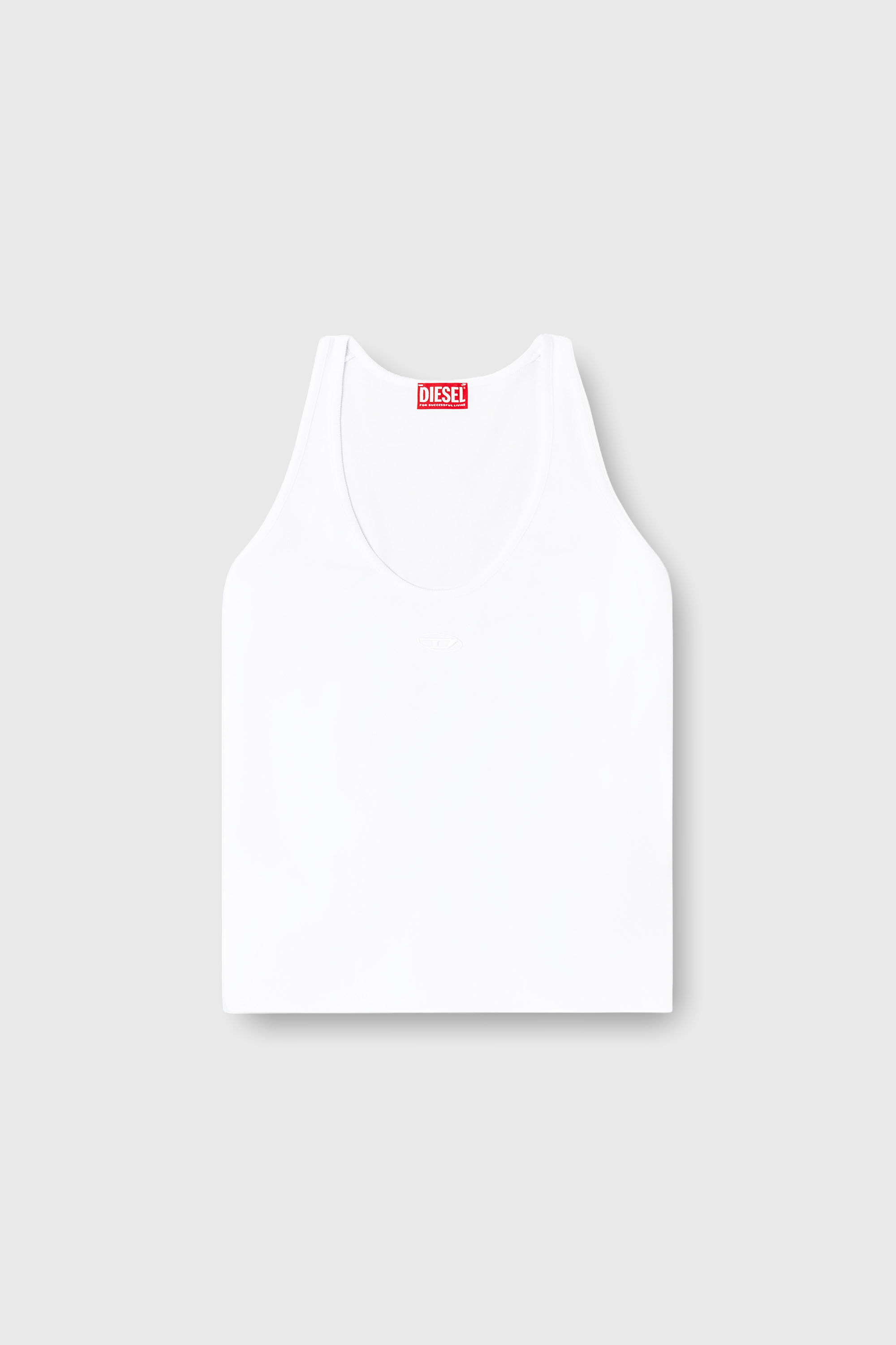 Women's Ribbed tank top with Oval D | White | Diesel {{Country}}