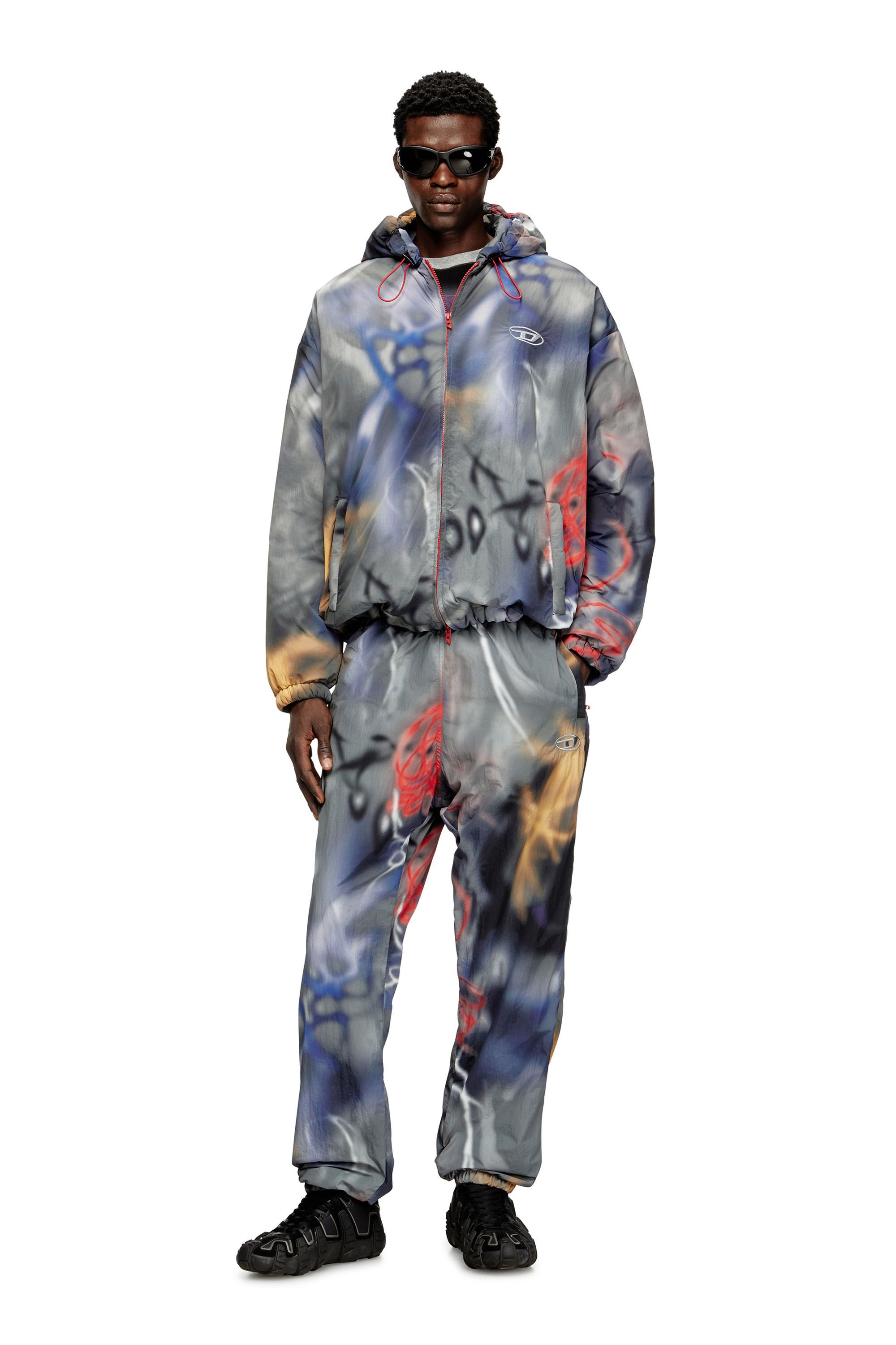 Men's Padded windbreaker with graffiti print | Multicolor | Diesel
