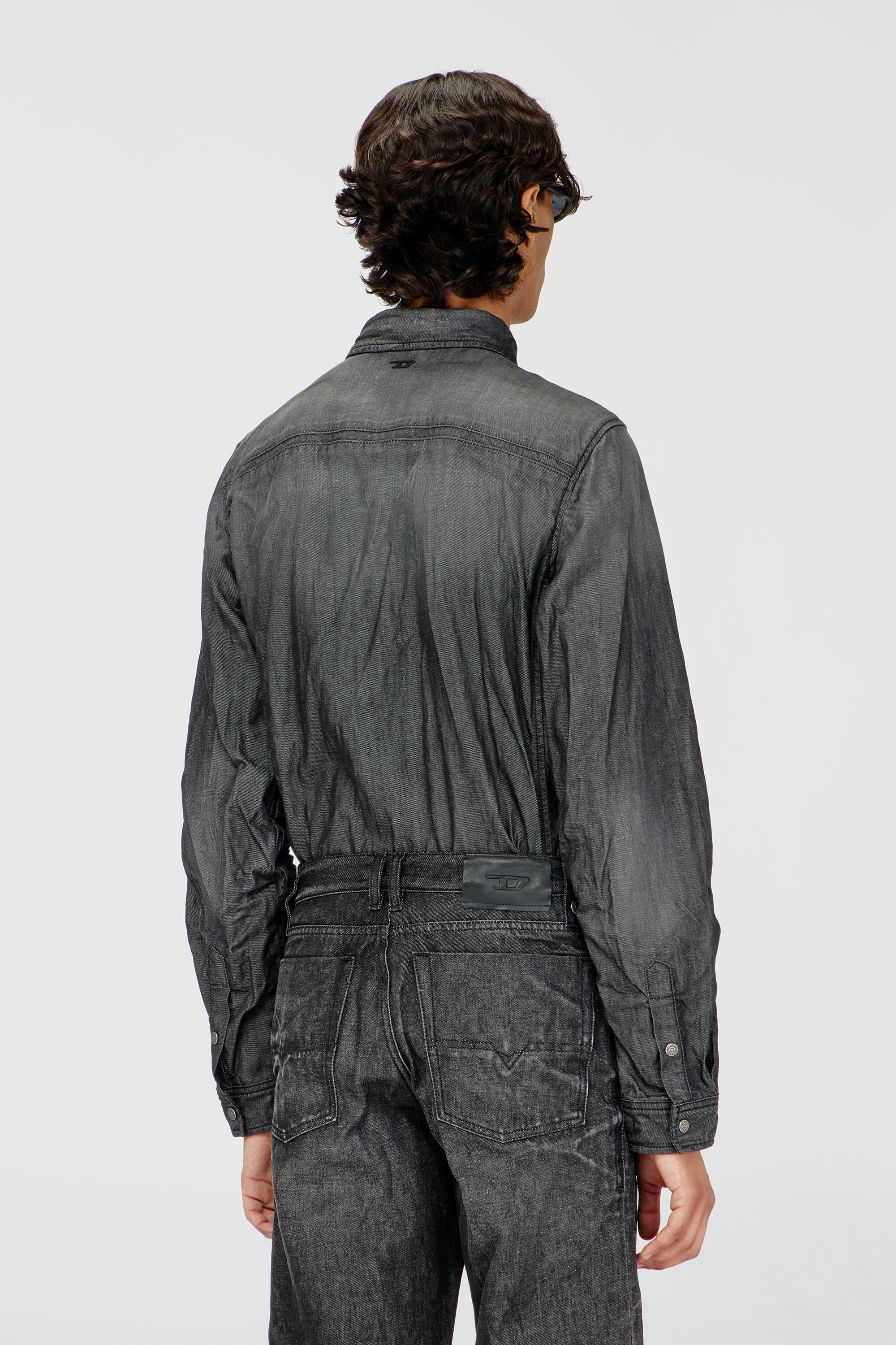 Diesel - D-SYNAR-FSJ2, Male's Shirt in creased denim in Dark Grey - 5