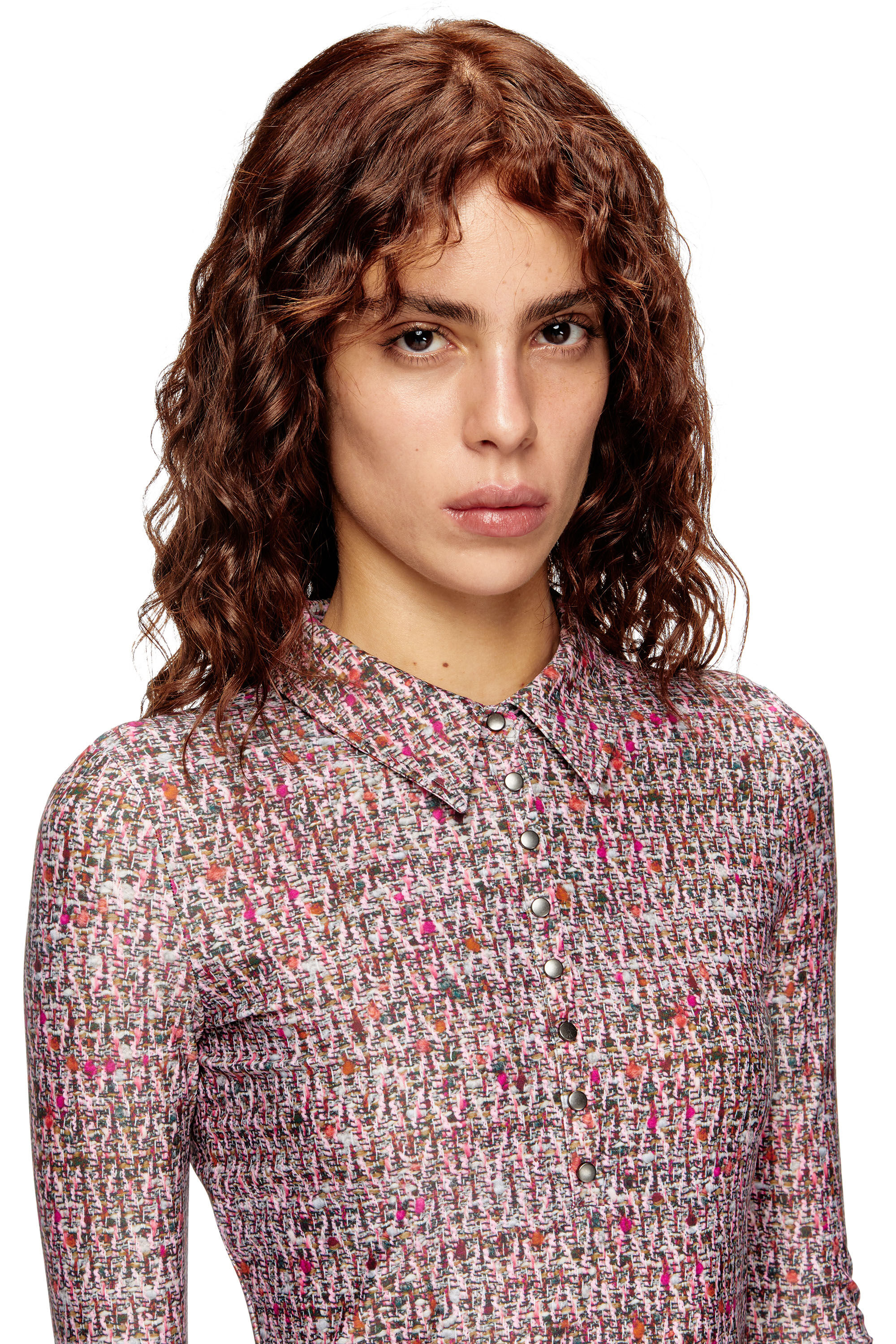 Diesel - D-POLYNA, Female's Lycra dress with bouclé print in Pink - 5