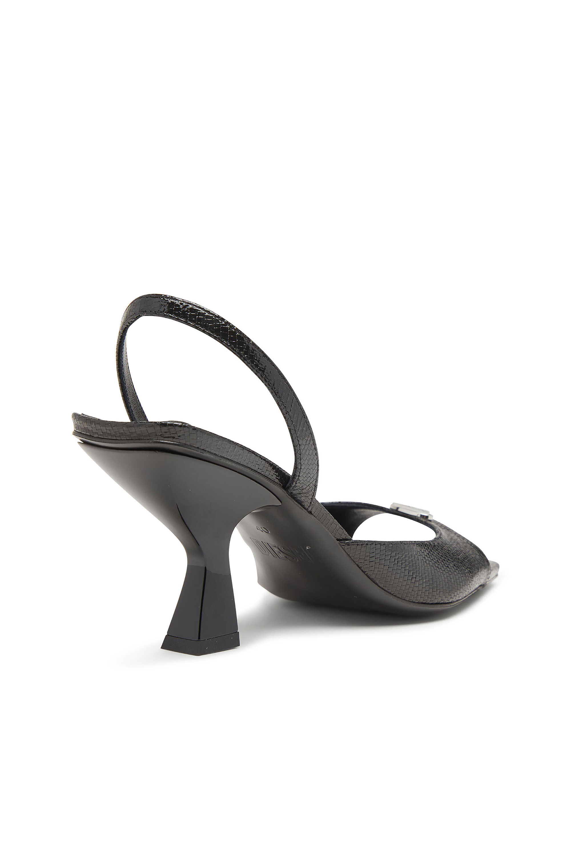 Women's D-Amber-Slingback sandals in lizard-effect leather | Black
