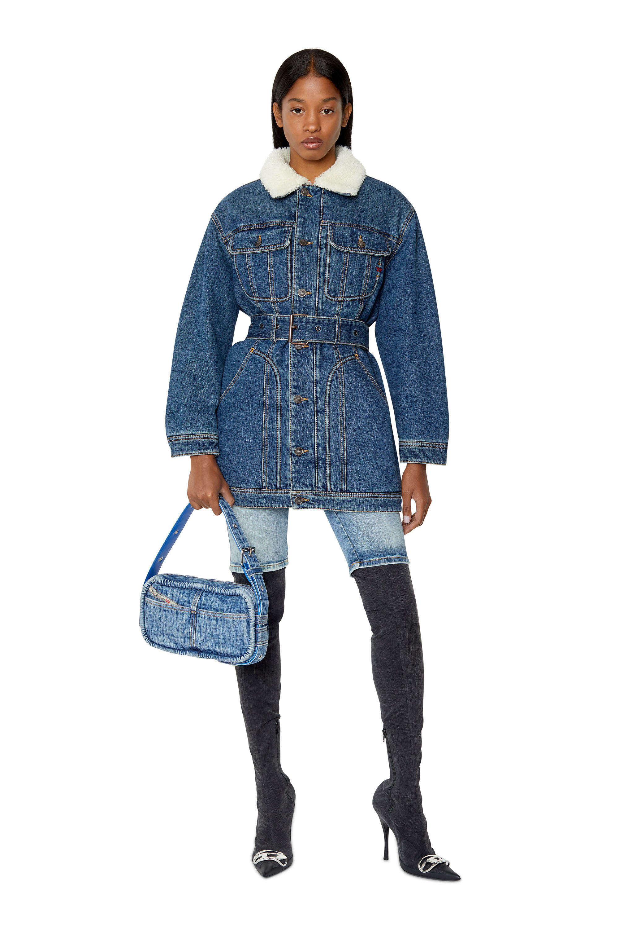 【ぴっぴ】MELT THE LADY denim16 DE-FLAMINIA-T Woman: Teddy-lined trucker coat | Diesel