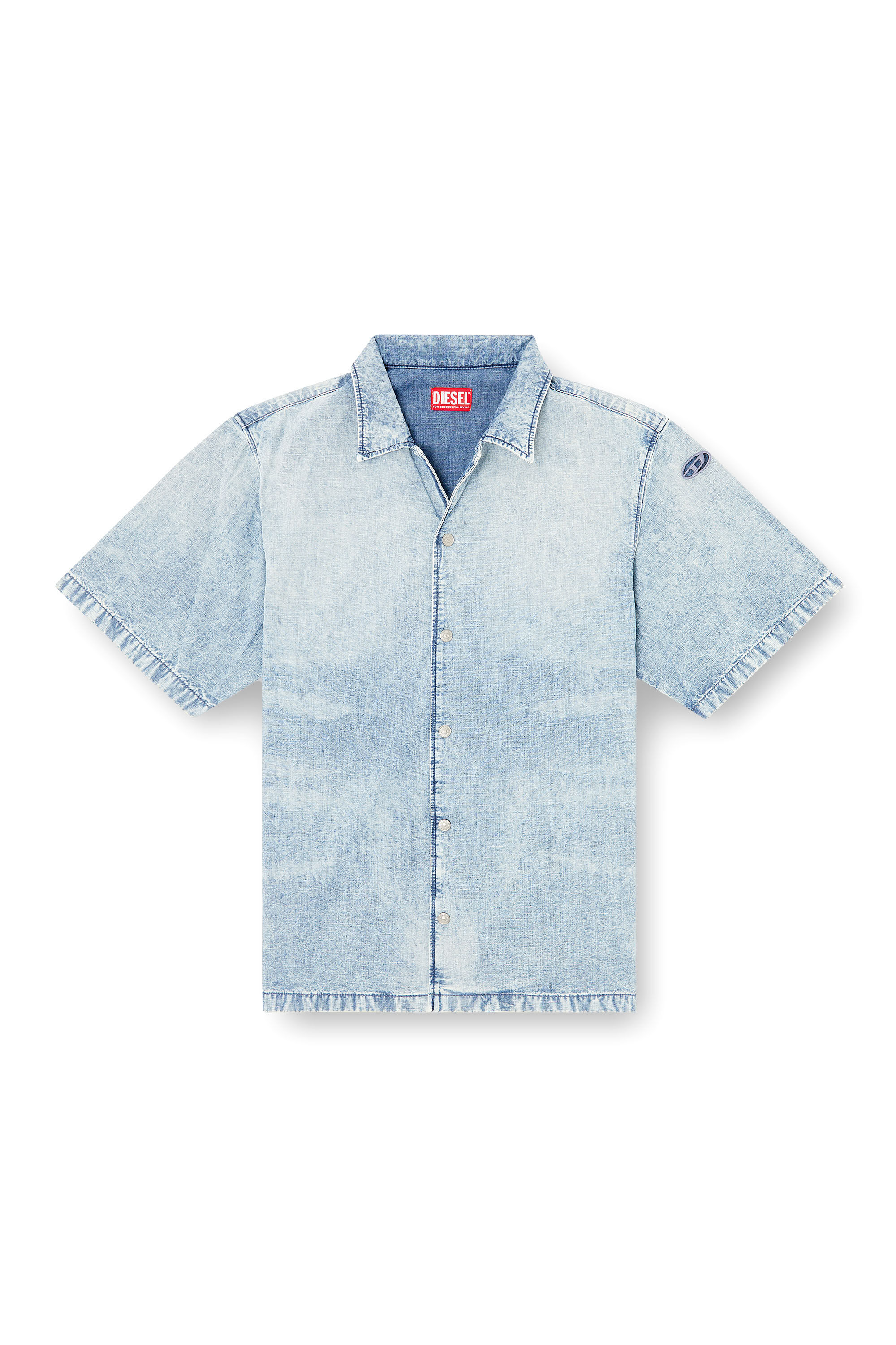 Men's Bowling shirt in marbled denim | Blue | Diesel