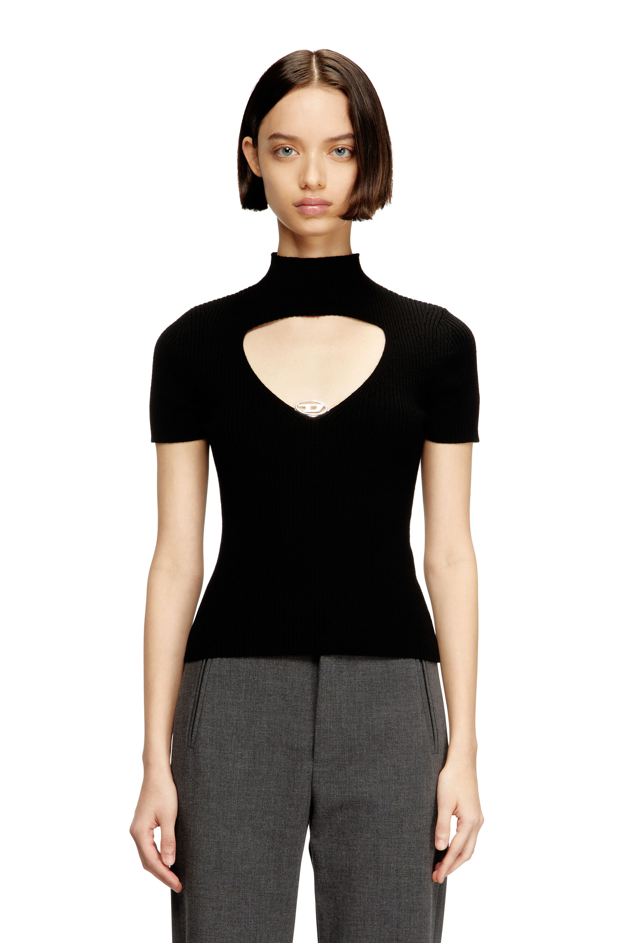 Women's Cut-out wool-knit top | Black | Diesel
