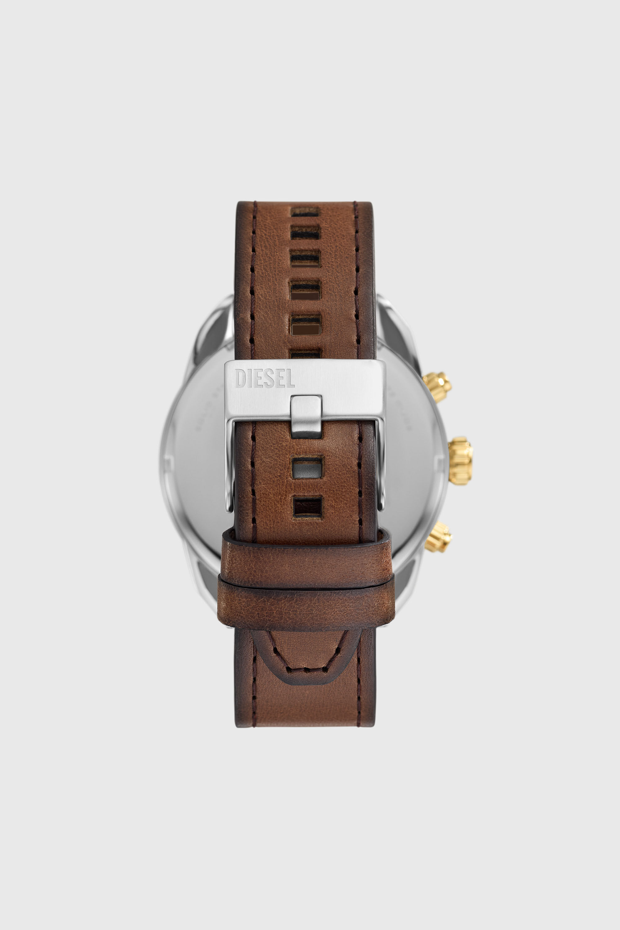 DIESEL時計 Men's Spiked chronograph brown leather watch | Brown | Diesel US