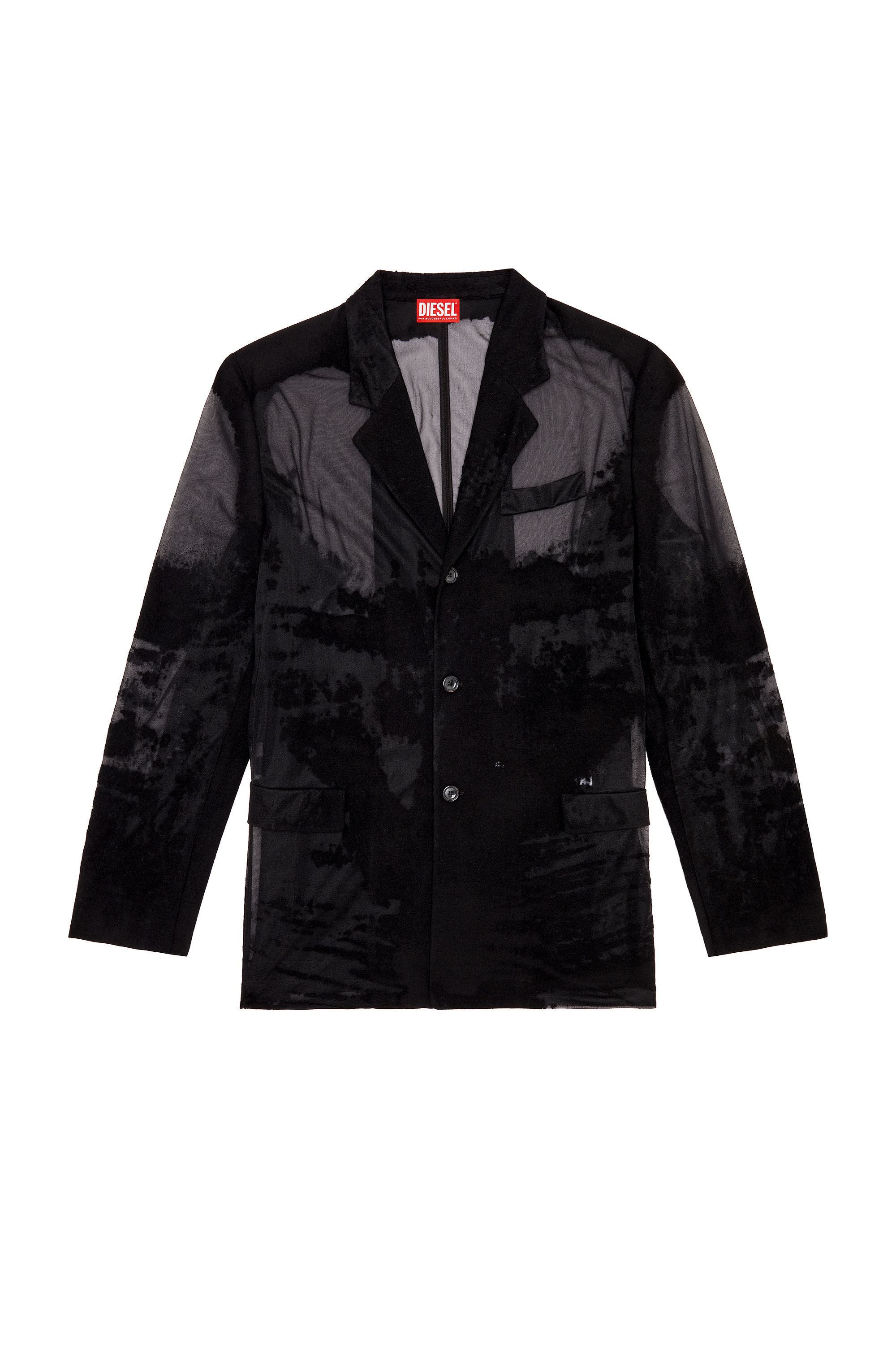 Diesel - J-REG, Male's Tailored jacket in devoré cool wool in Black - 2