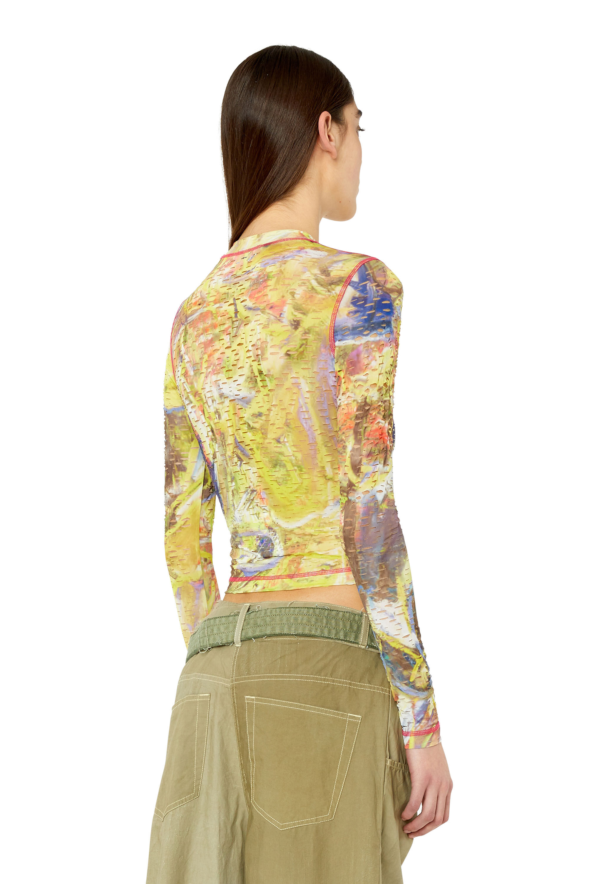 T-CLADDY Woman: Laser-cut top with abstract print | Diesel