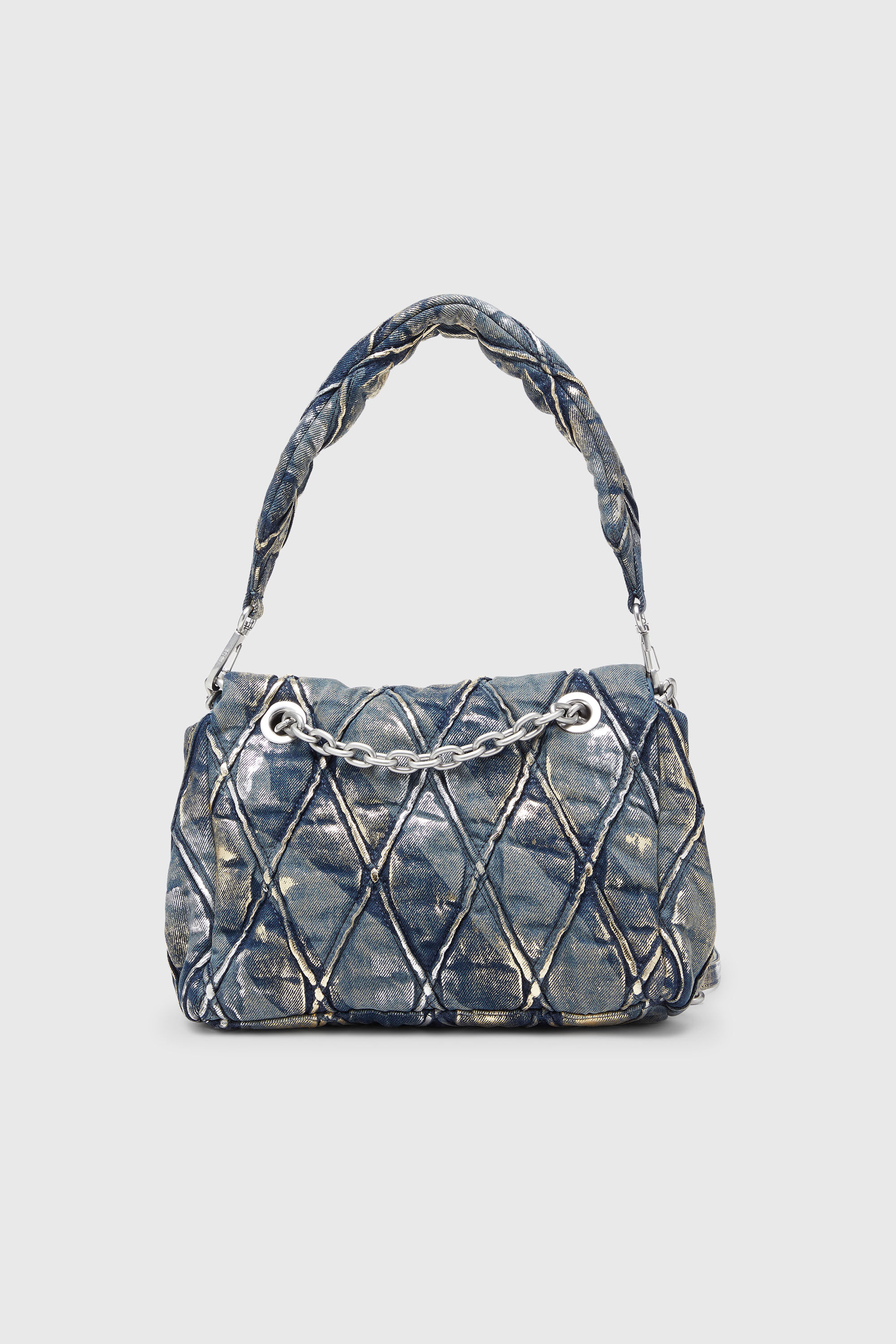 Women's Charm-D - Shoulder bag in metallic-foil denim | Blue
