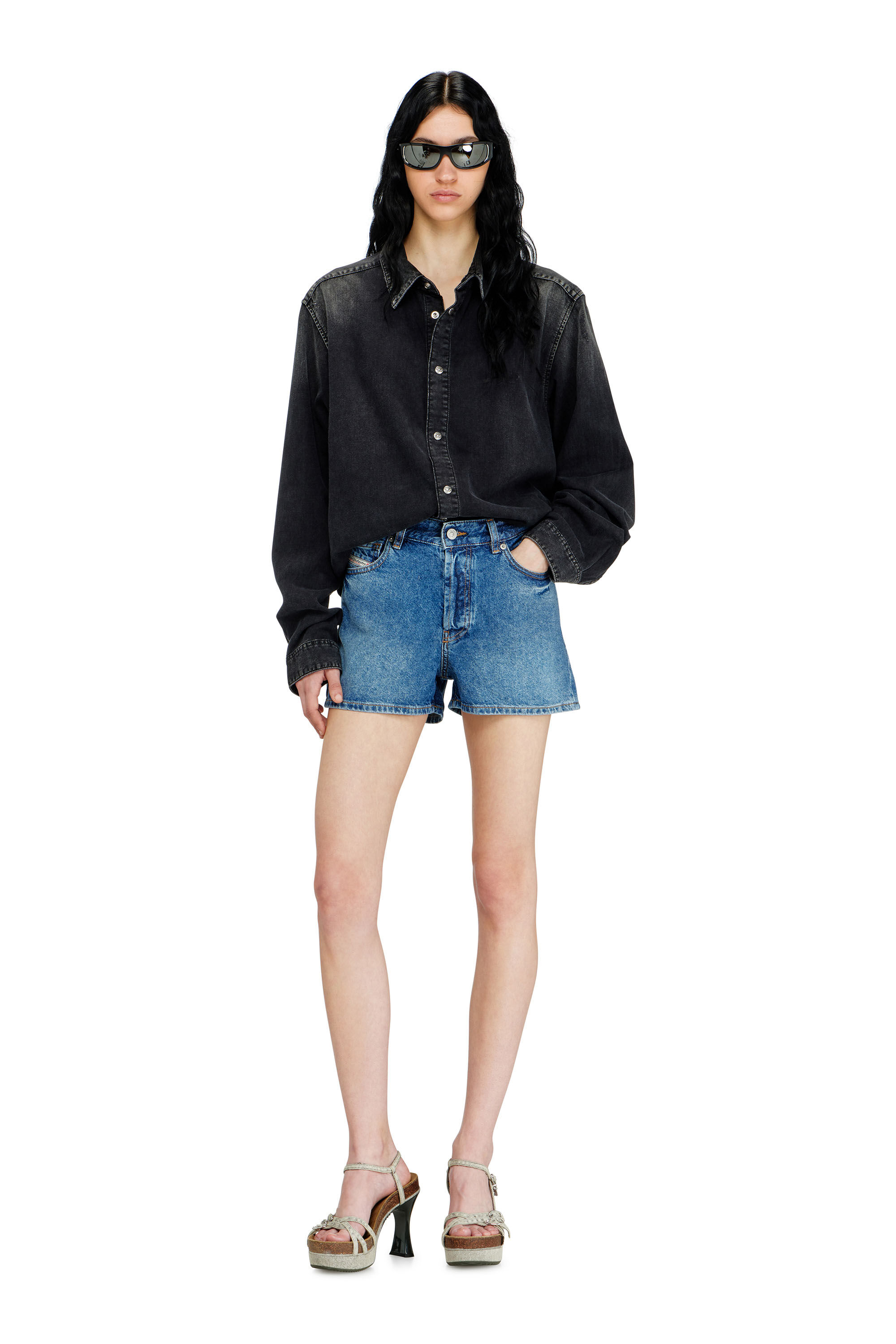 Women's Shorts in worn-in denim | Blue | Diesel