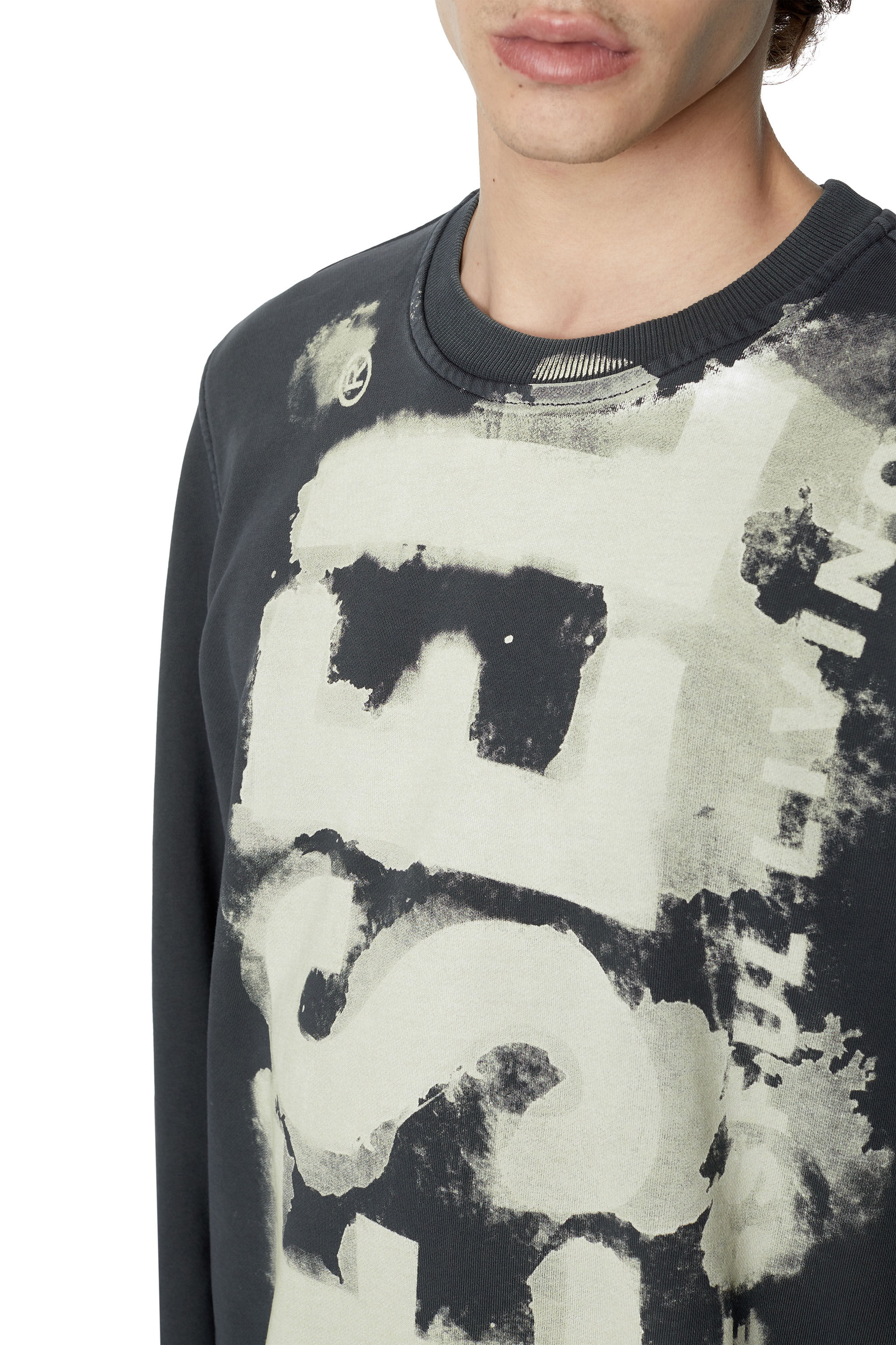 Diesel - S-GINN-E5, Male's Sweatshirt with bleeding-effect logo in Grey - 5
