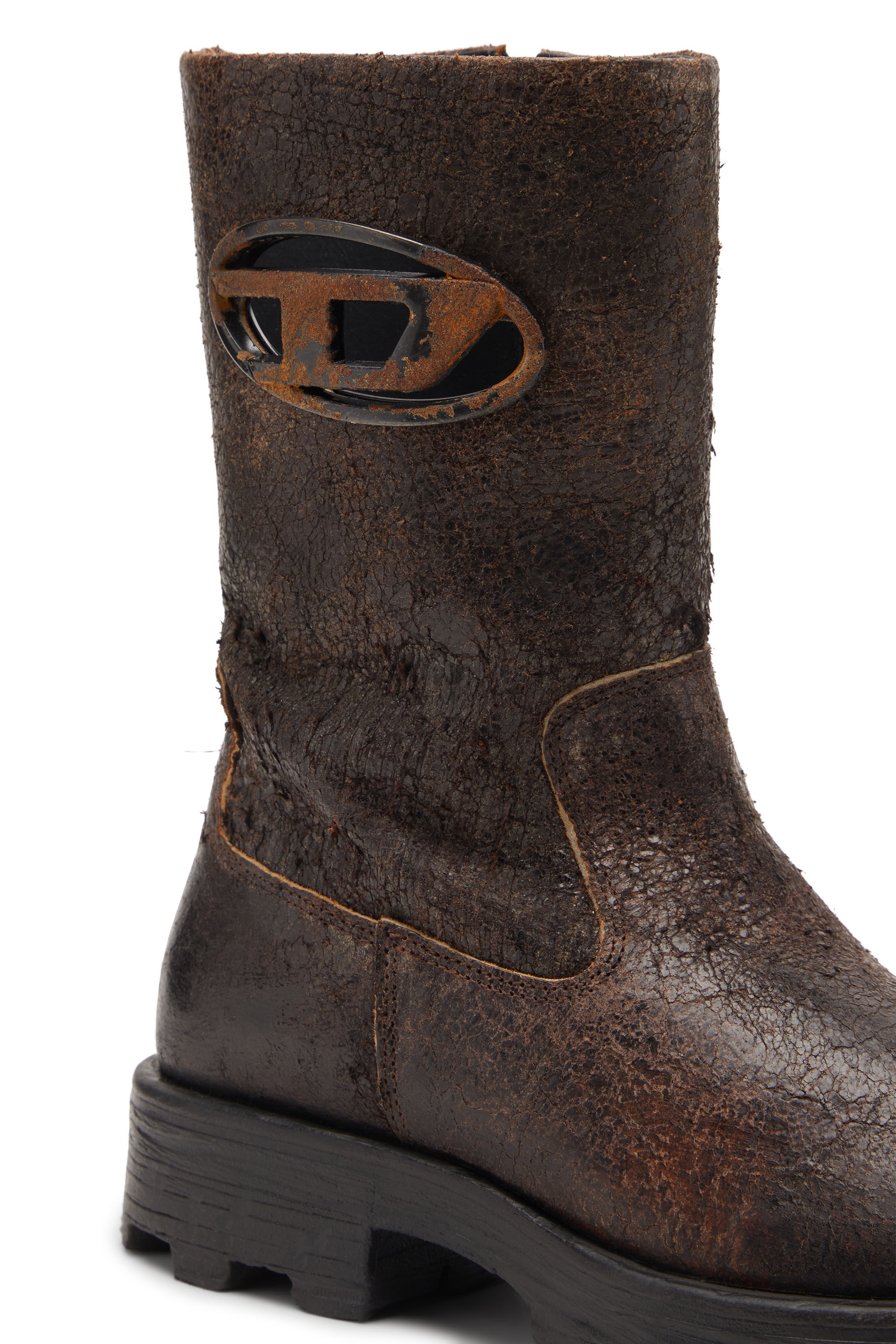Diesel - D-HAMMER BKR D W, Female's D-Hammer-Biker boots in distressed crackled suede in Brown - 4