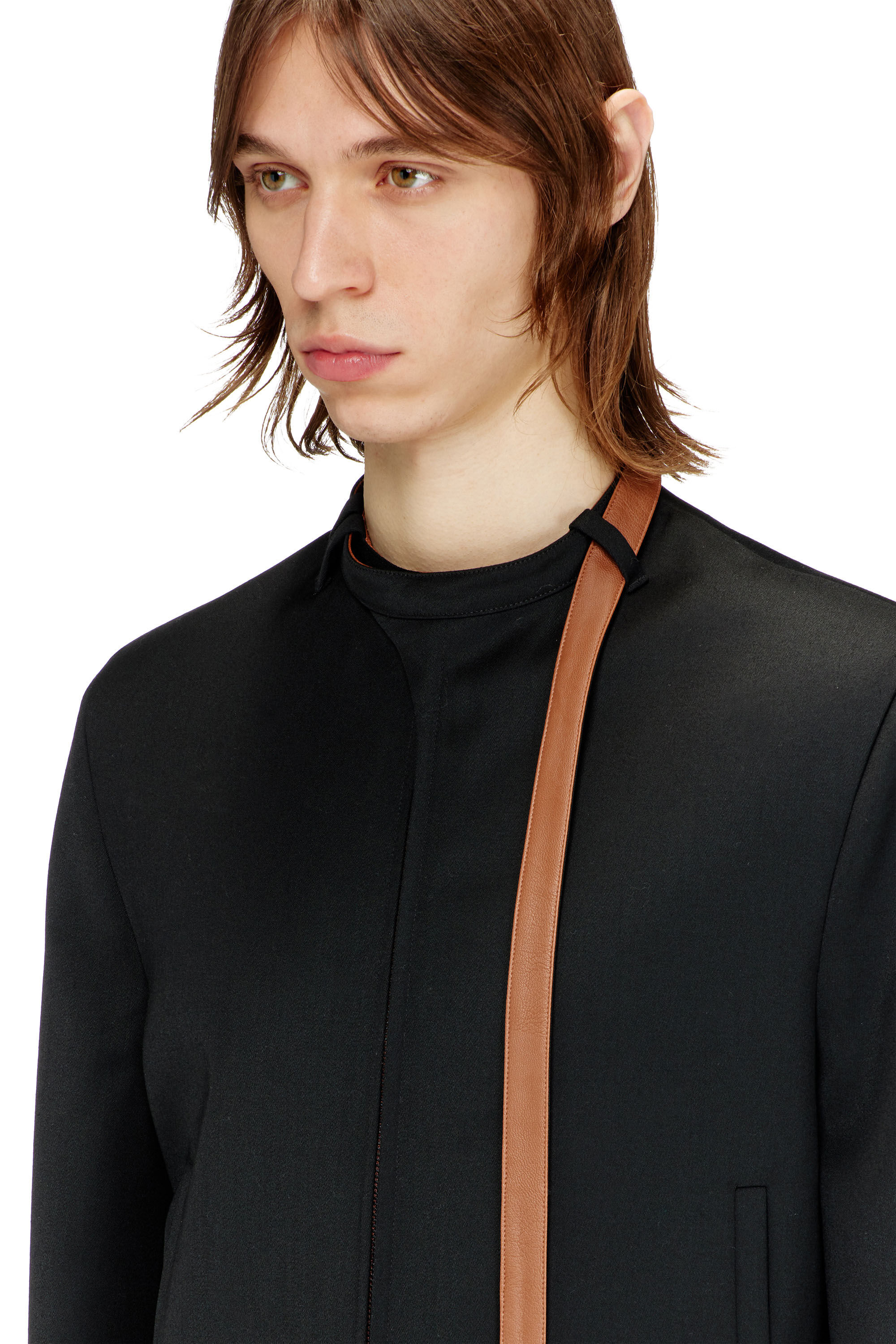Men's Tailored jacket with biker neck strap | Black | Diesel