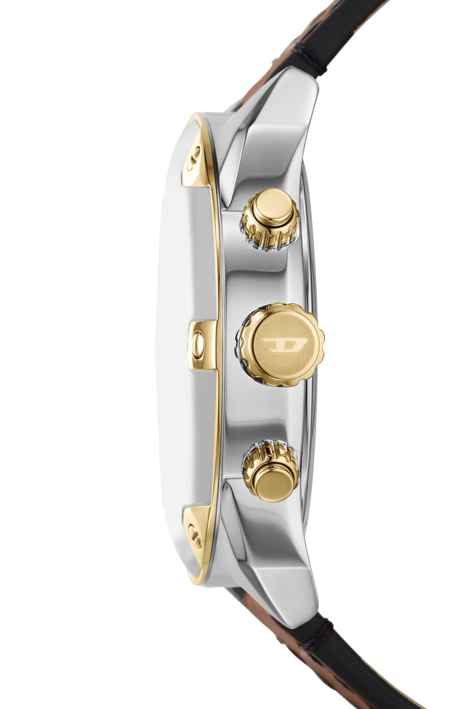 Men's Spiked chronograph brown leather watch | Brown | Diesel