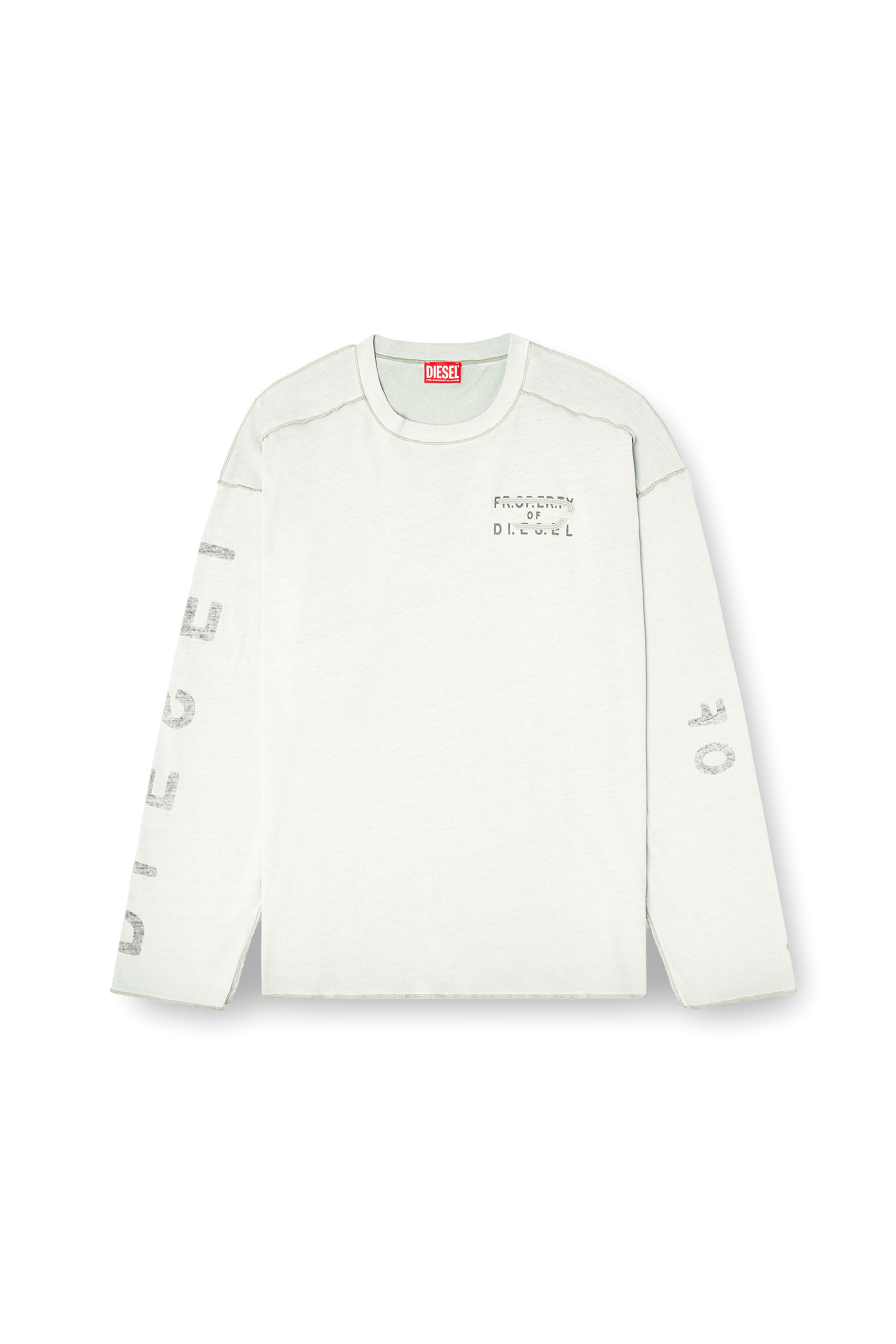 Men's Relaxed long-sleeve T-shirt with printed sleeves | Grey | Diesel