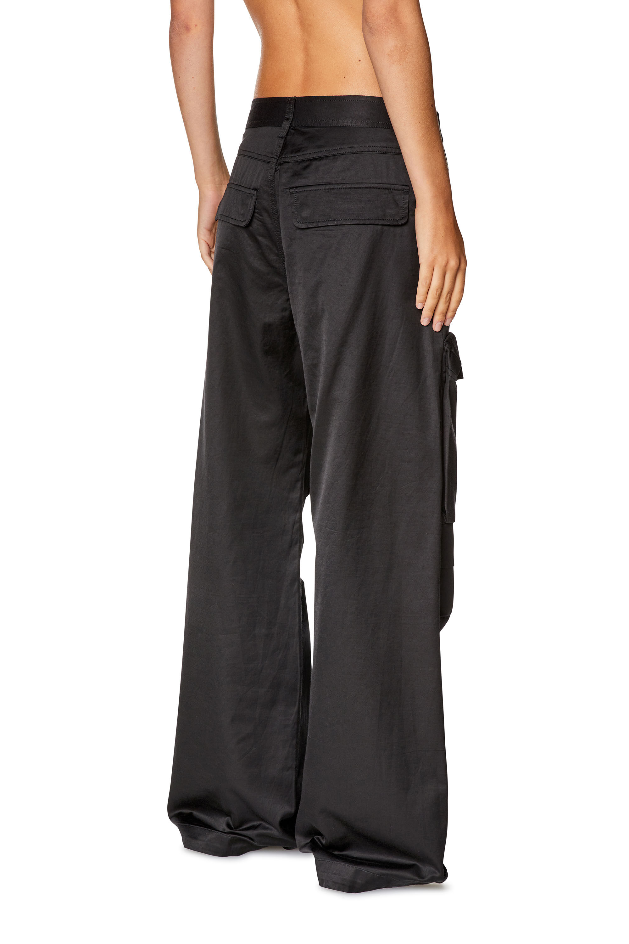Diesel - P-MALVAROSA-NEW, Female's Cargo pants in slub satin in Black - 5
