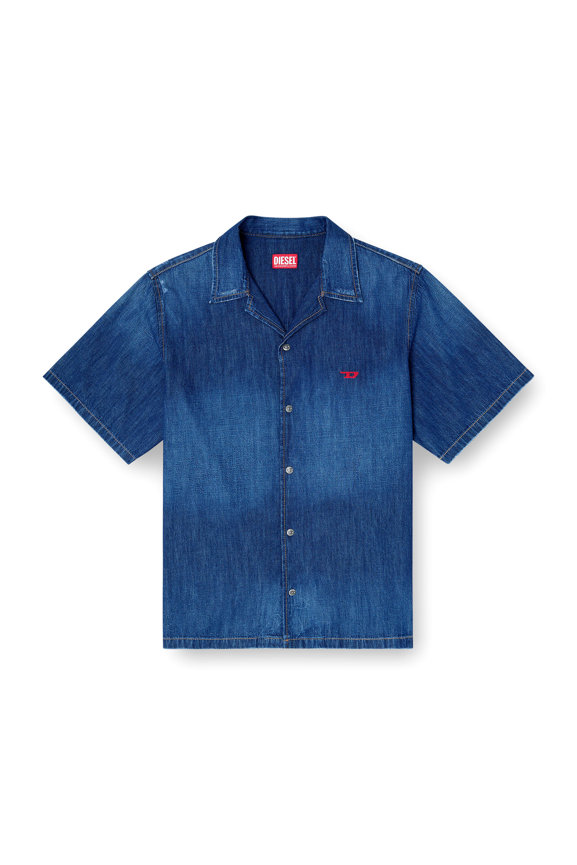 Diesel - D-NABIL-D, Male's Denim short-sleeve shirt in Blue - 2