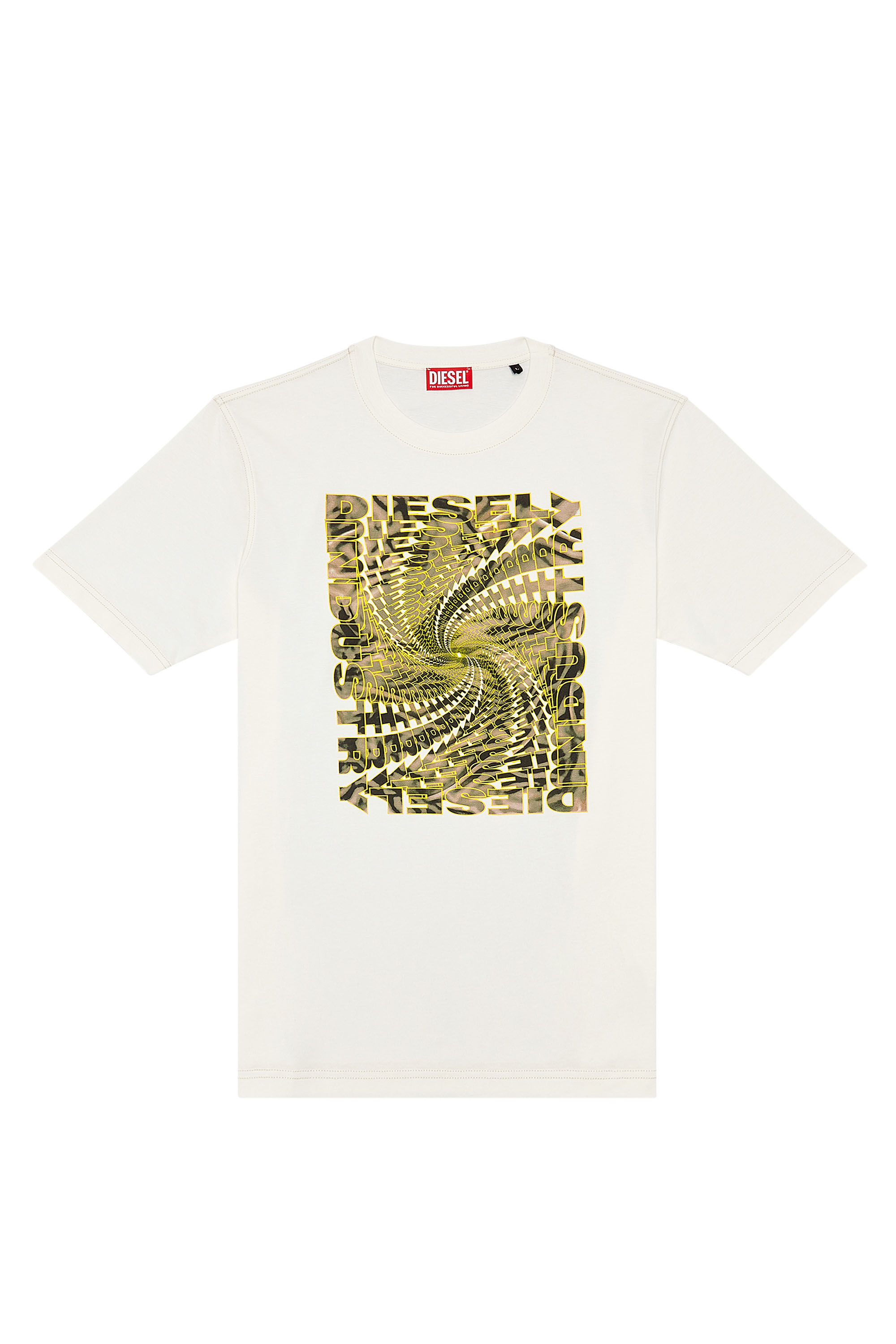 Diesel - T-JUST-N12, Man's T-shirt with zebra-camo optical logo print in White - 2