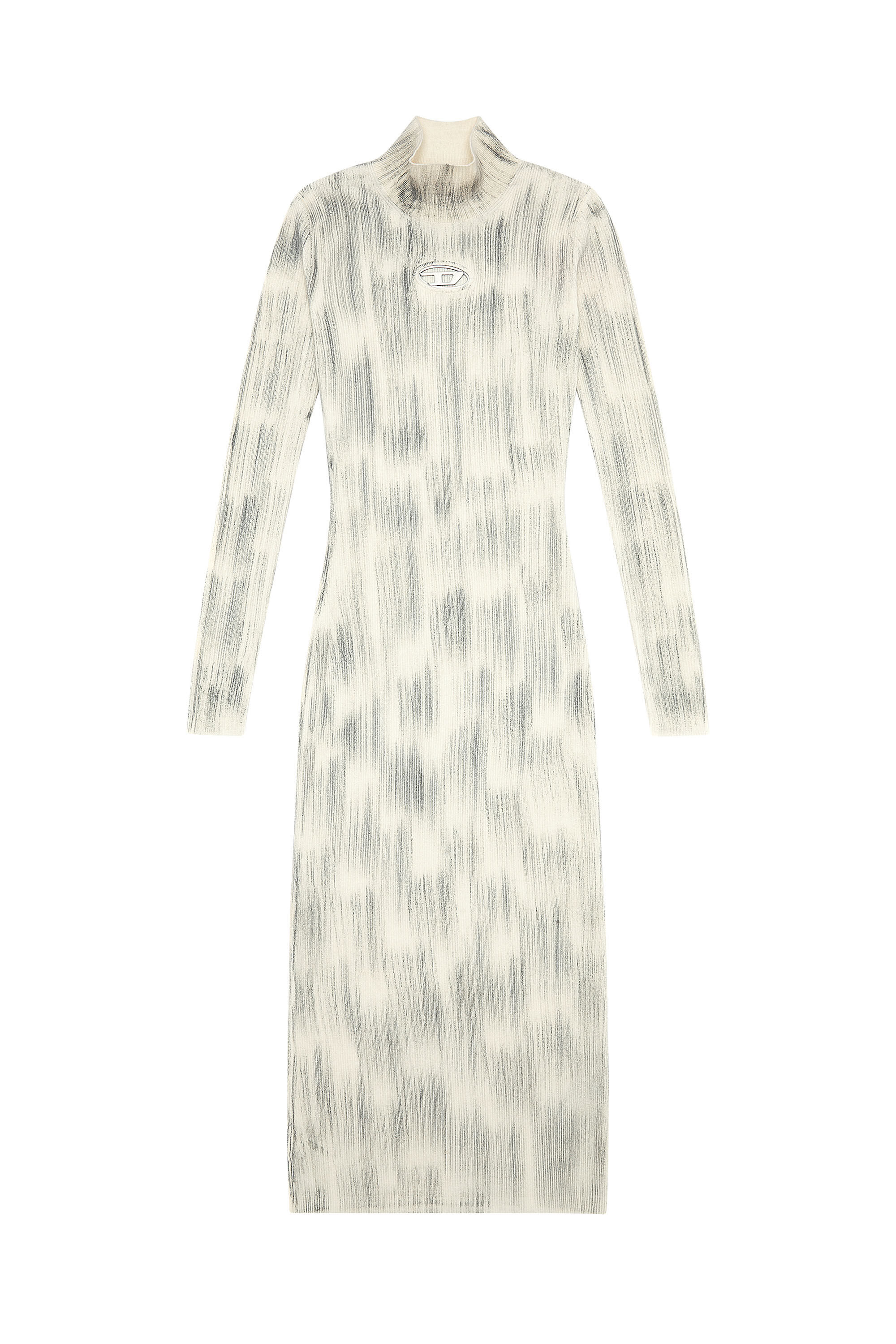 Diesel - M-ZARY-C, Robe midi côtelée avec plaque Oval D Femme in Gris - 2