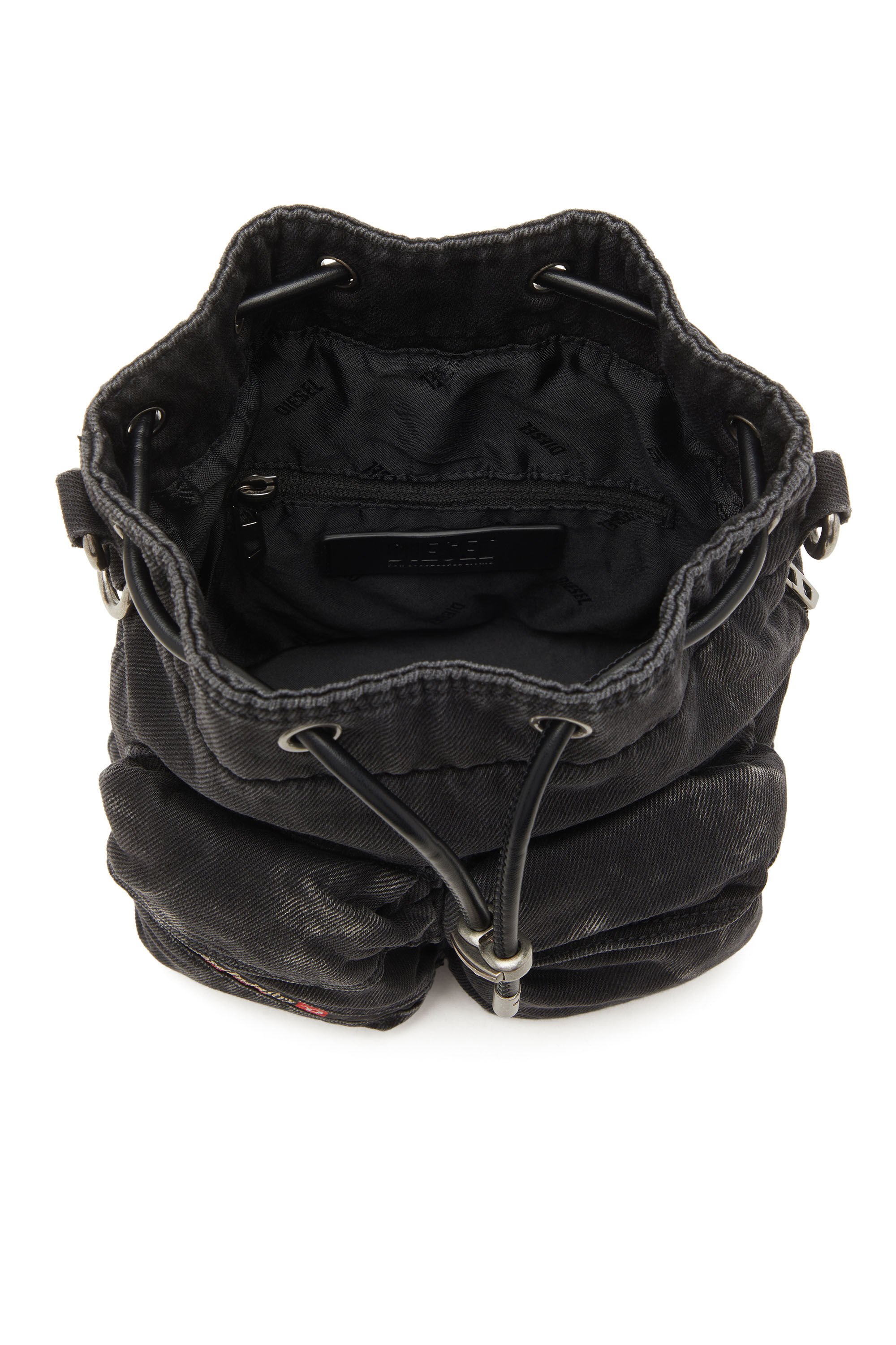 Diesel - MULTI-PKTS BUCKET X, Multi-Pkts-Sac seau multipoche en denim délavé Mixte in Noir - 2