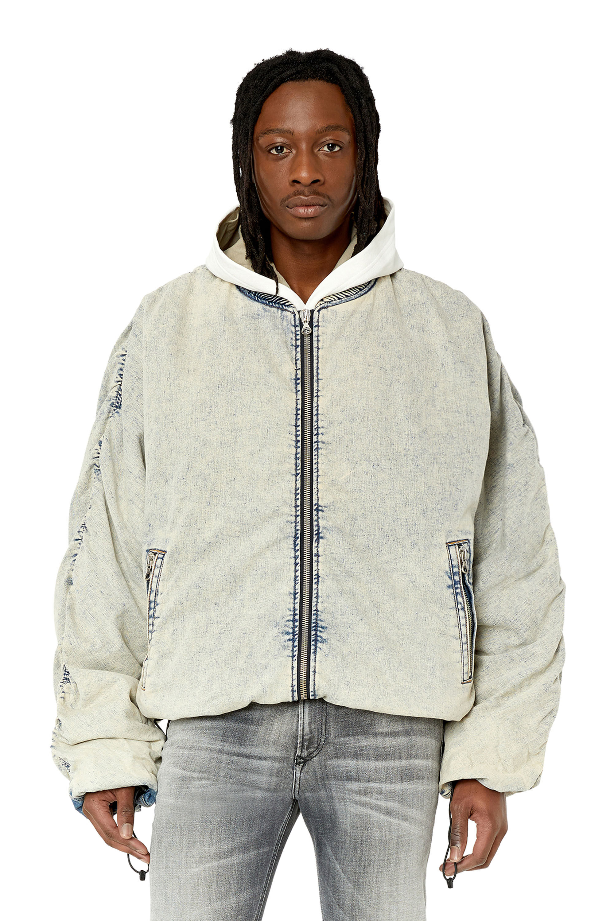 Diesel - D-BRESSY, Male's Padded denim bomber jacket in Light Blue - 3