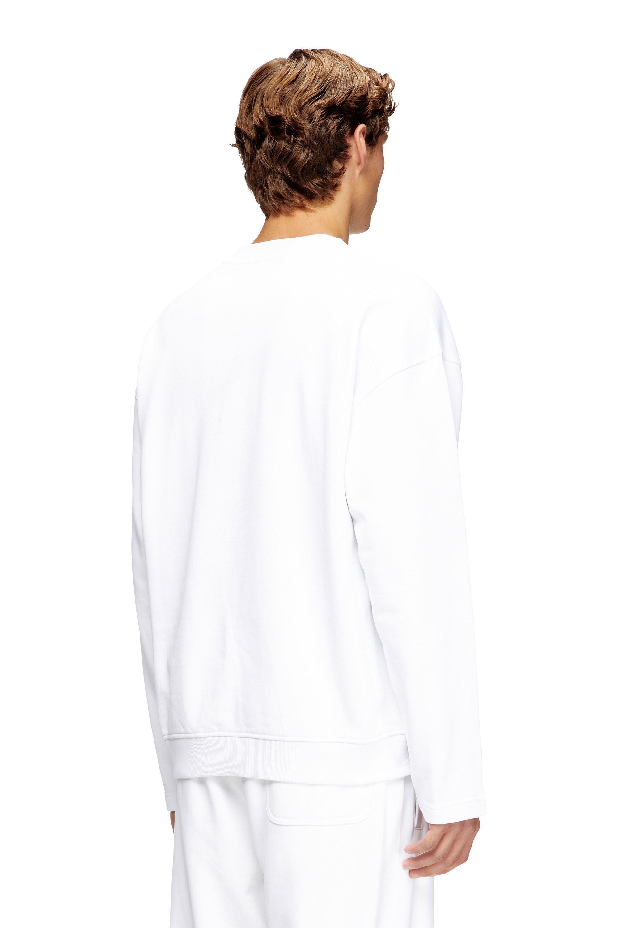 Men's Crewneck sweatshirt with logo patch embroidery | White | Diesel