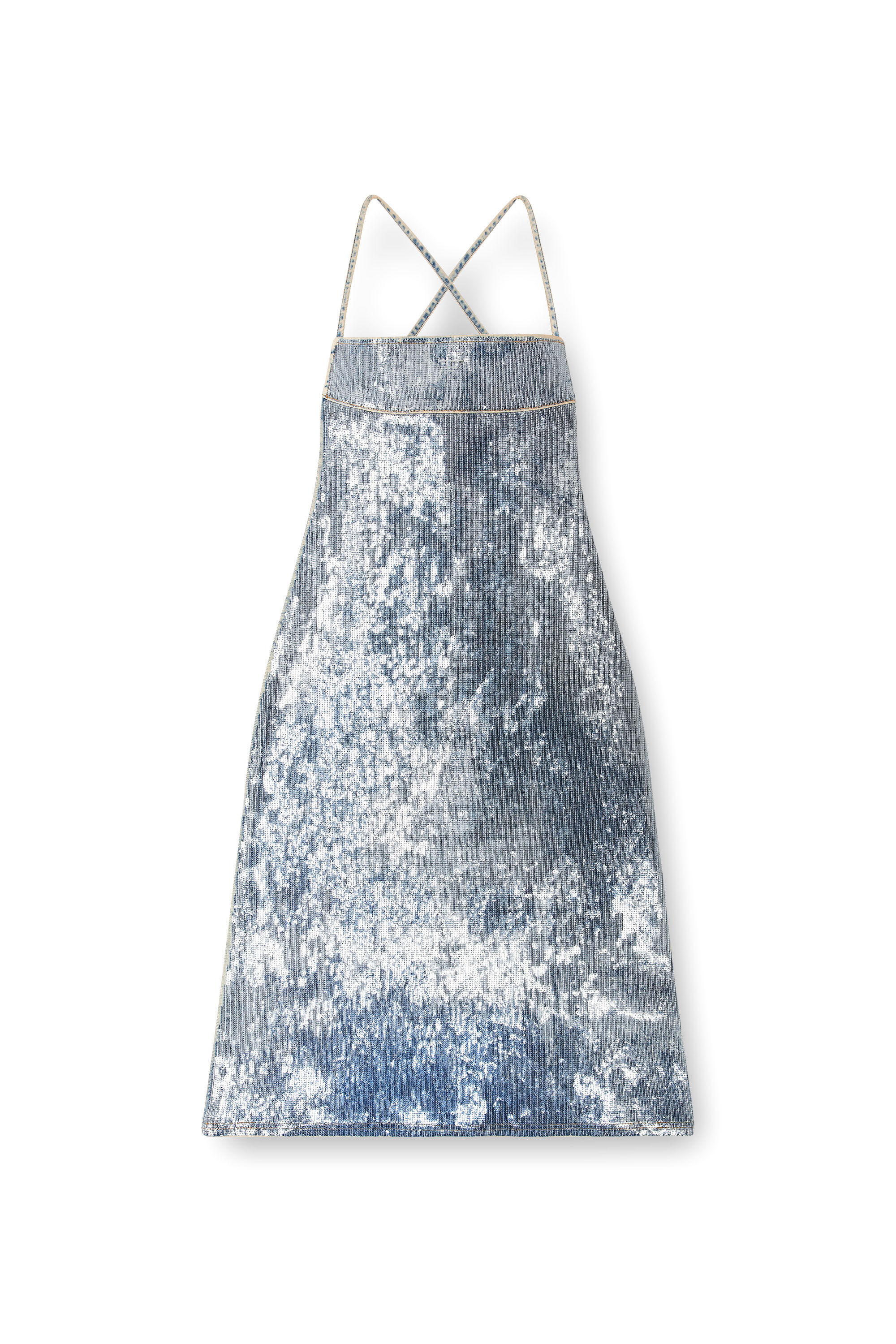 Diesel - DE-HELD-S2, Female's Strappy denim midi dress with sequins in Blue - 2