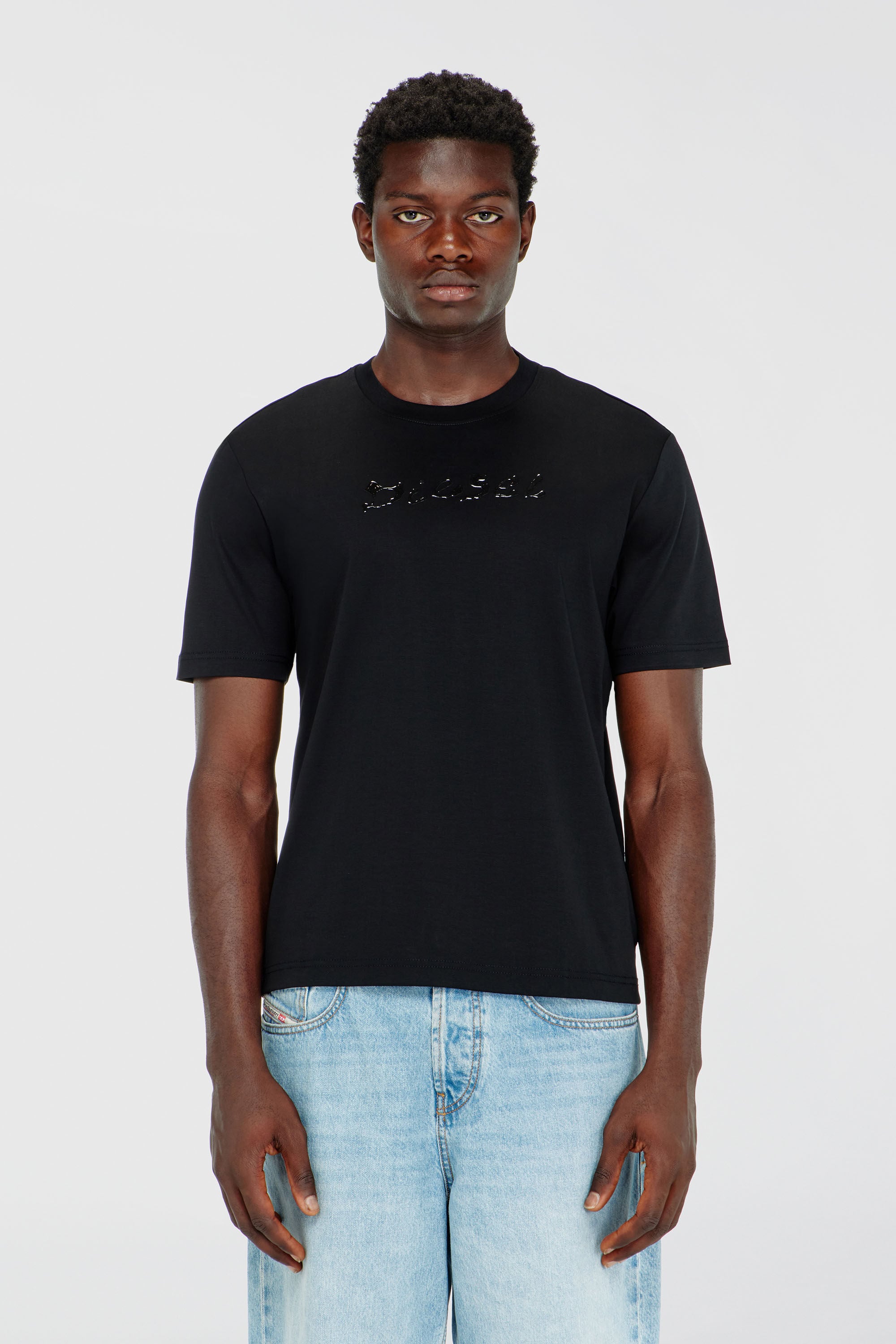Diesel - T-MADJUST-K2, Man's Mercerised cotton T-shirt with tonal logo in Black - 2
