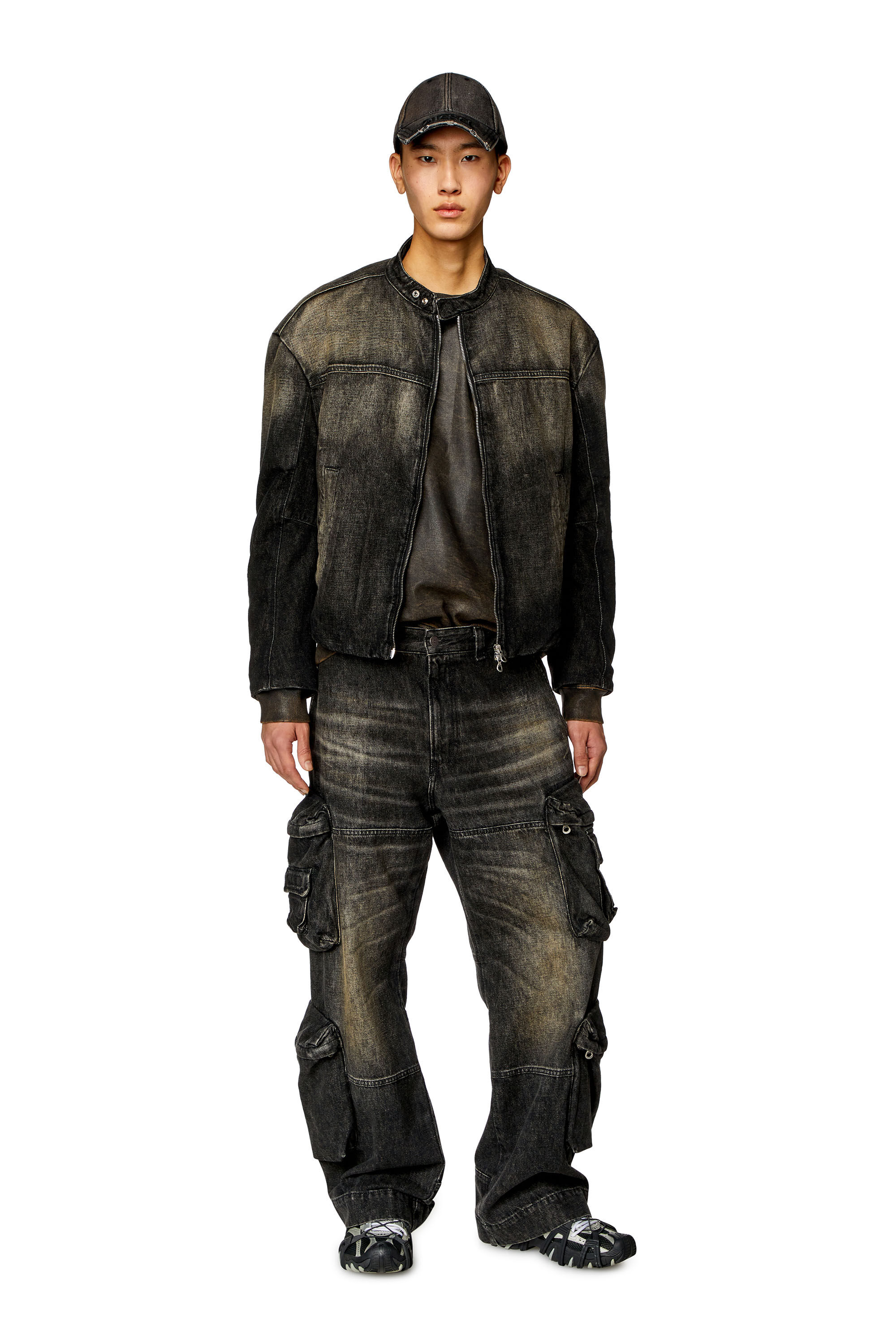 パンツ DIESEL D-FISH-CARGO Men's Cargo Regular Jeans | Black/Dark grey | Diesel D-Fish