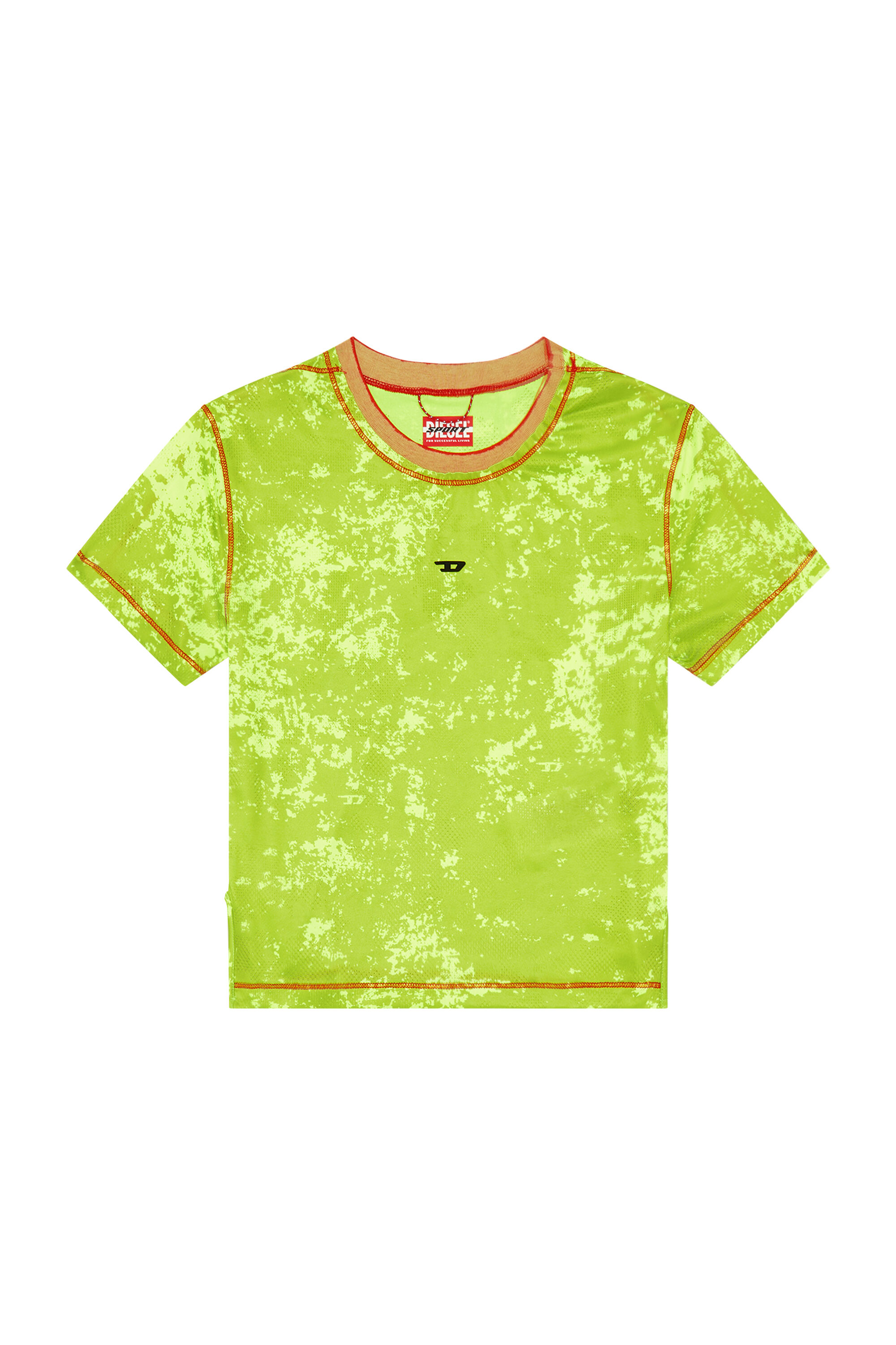 Diesel - AWTEE-NORAH-WT13, Woman's Cropped T-shirt with cloudy print in Green Fluo - 2