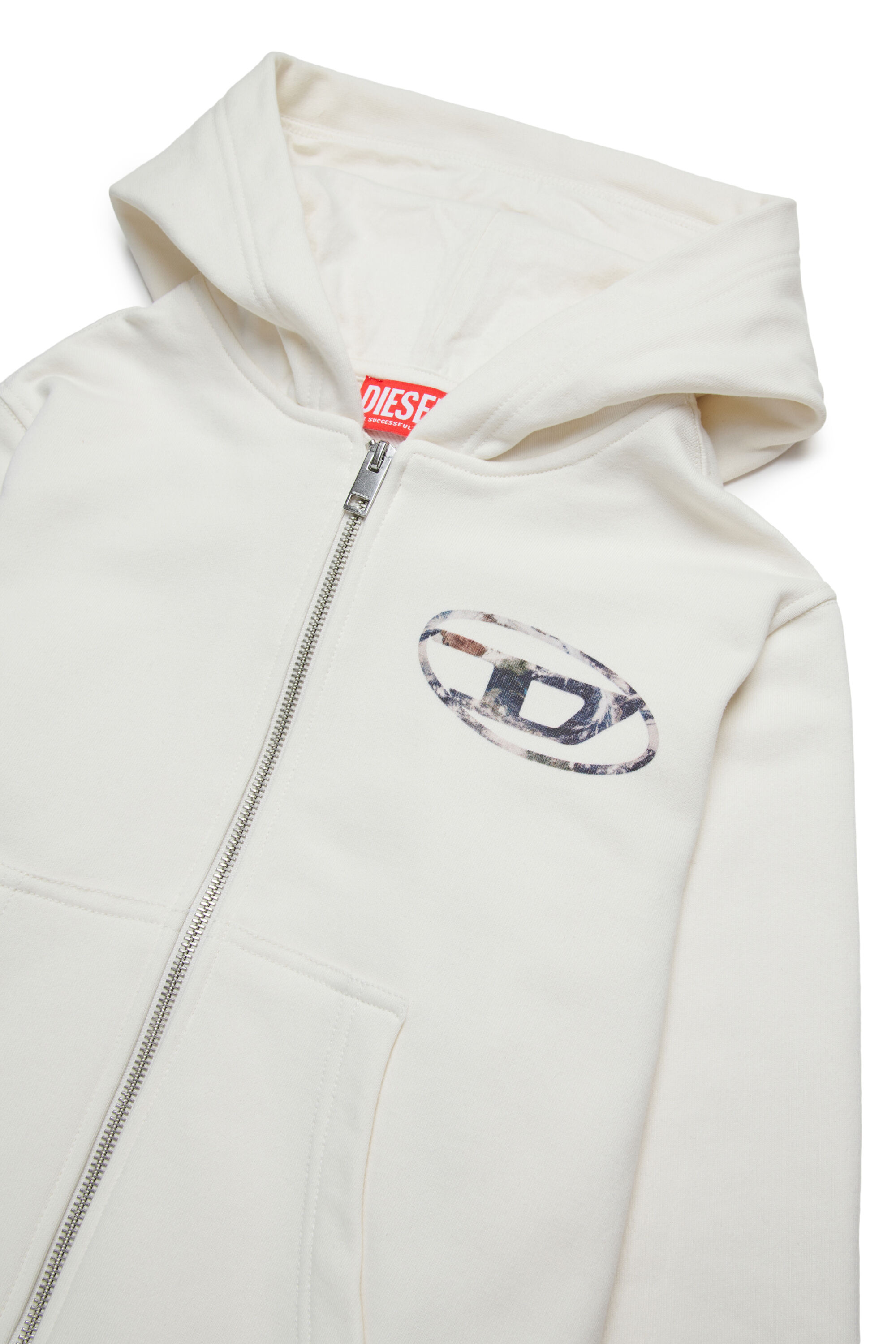 Diesel - SWELTHOODZIP  OVER, Male's Zip-up hoodie with Planet Camo logo in White - 3