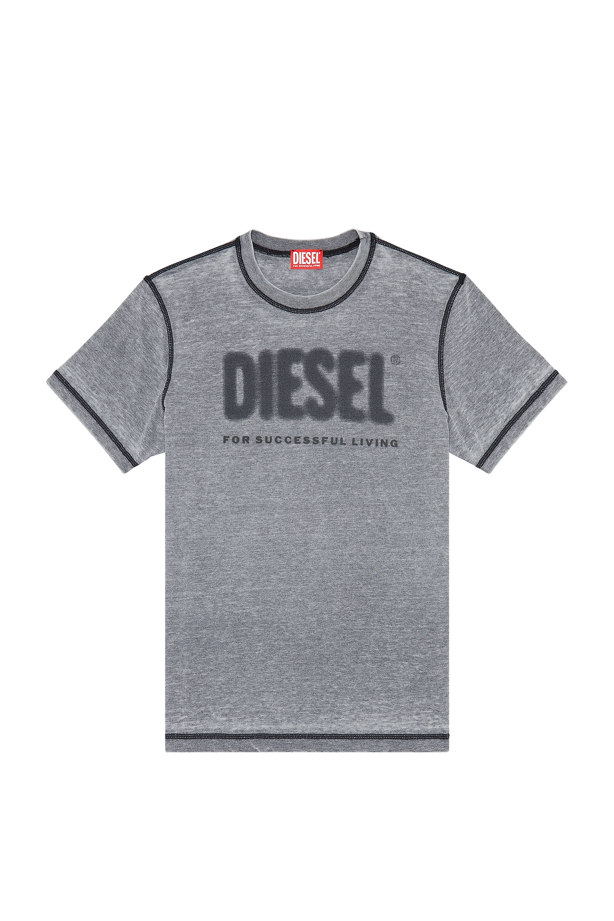 Diesel - T-DIEGOR-L1, Man's T-shirt with burn-out logo in Dark grey - 2
