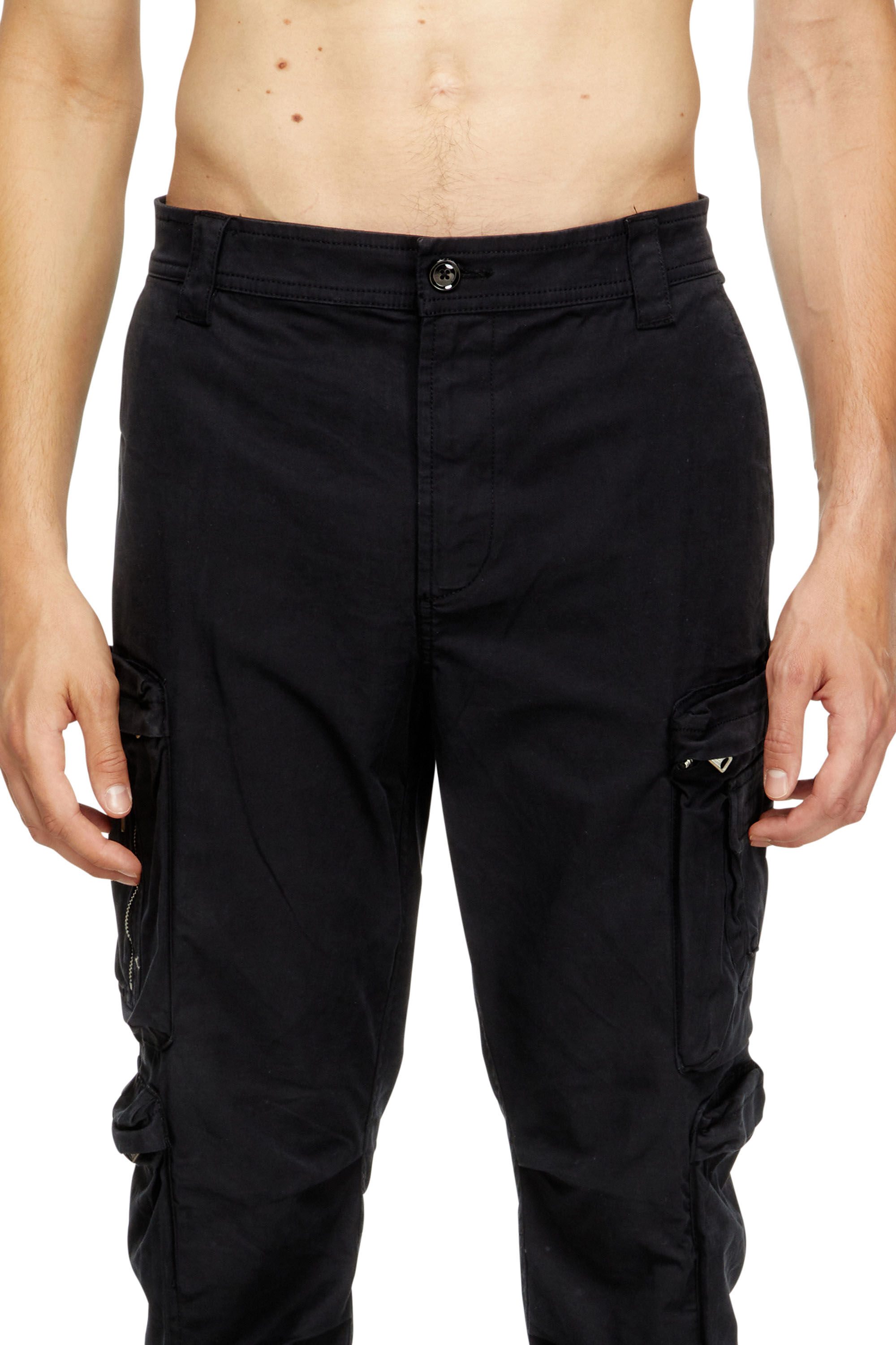 Men's Cargo pants with zip pocket | Black | Diesel