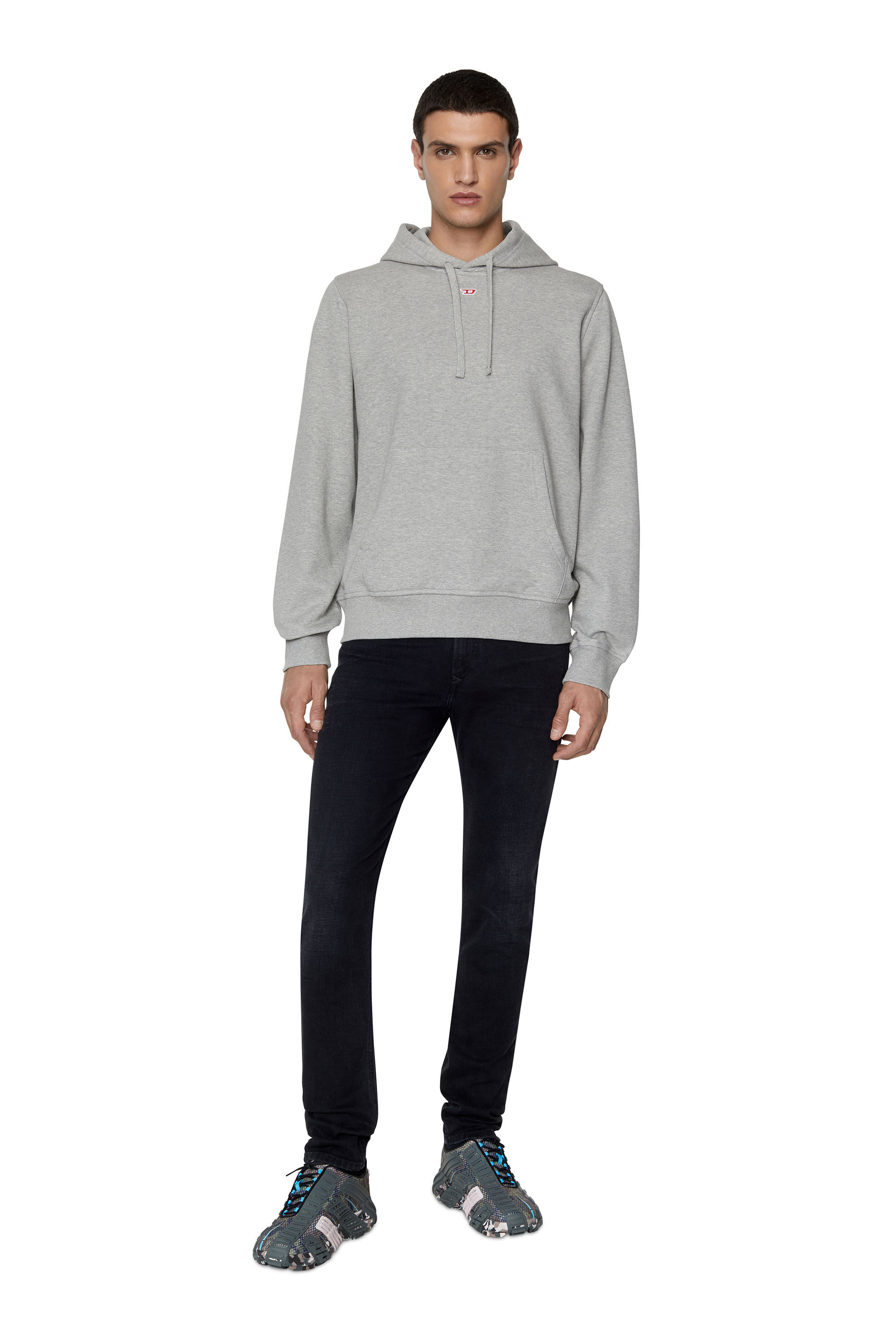 Diesel - S-GINN-HOOD-D, Male's Hoodie with D logo in Light Grey - 1