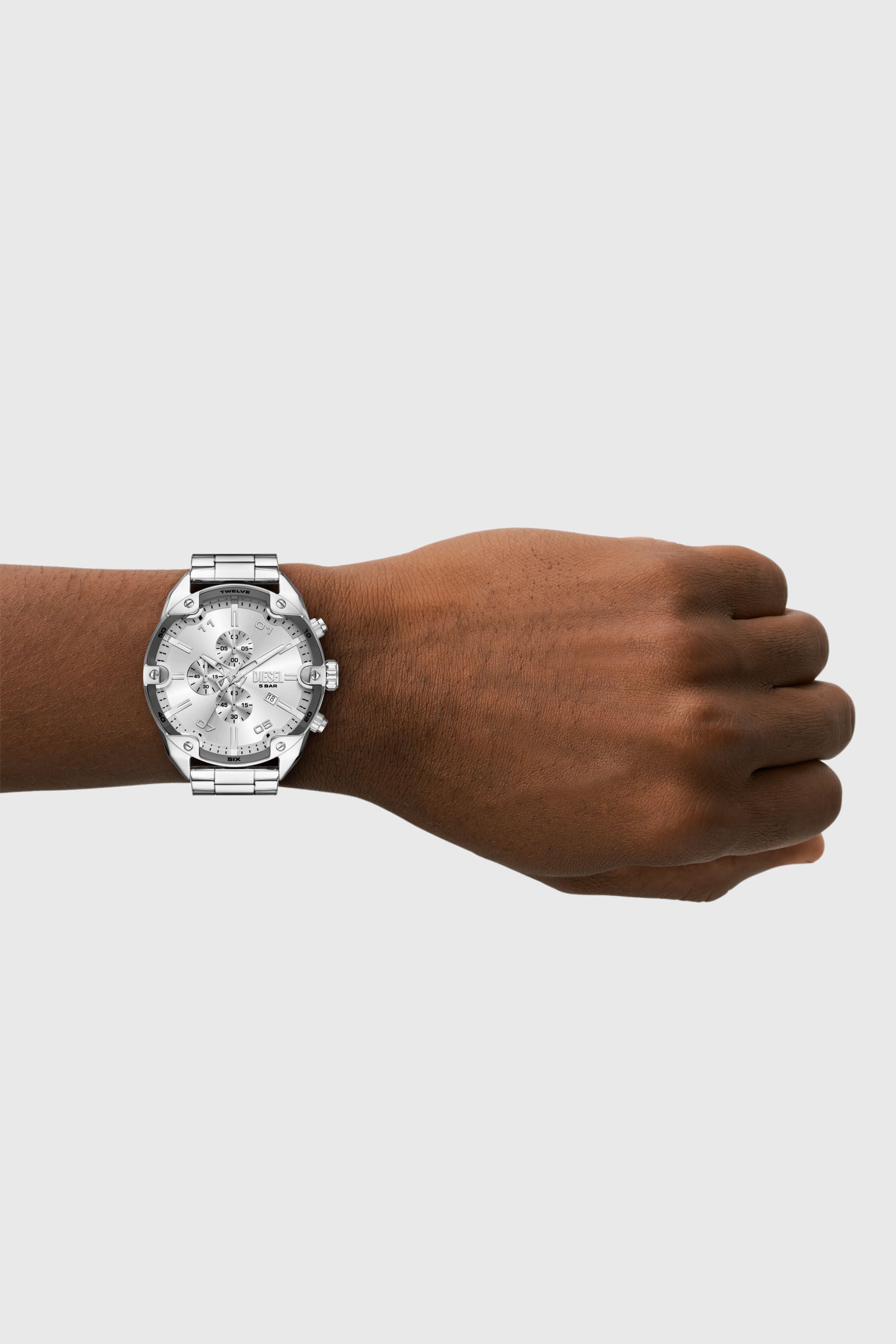 Men's Diesel Spiked Chronograph Stainless Steel Watch | Silver
