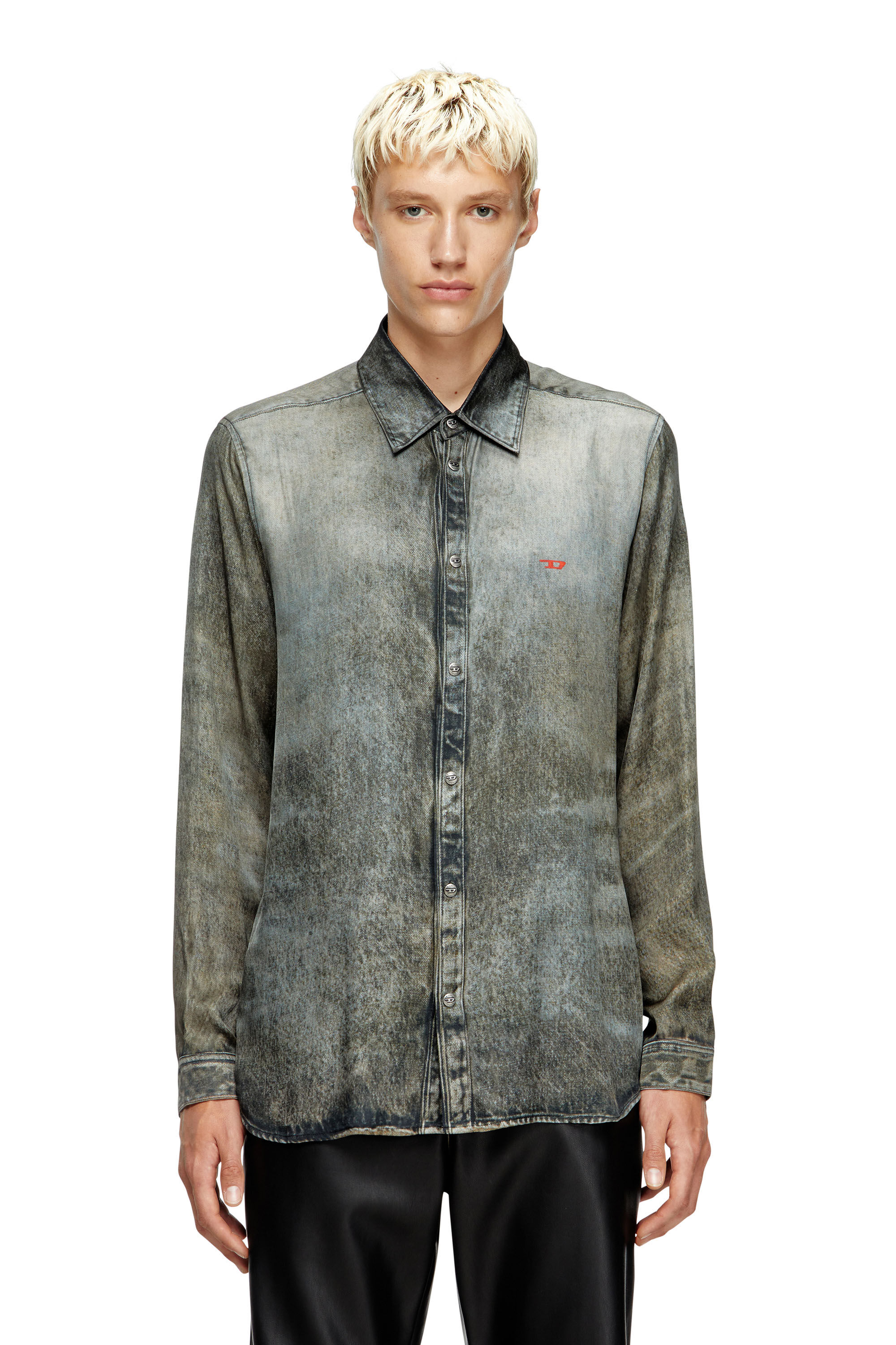 Diesel - S-SIMPLY-LKCT, Chemise en viscose effet denim Homme in Noir - 3