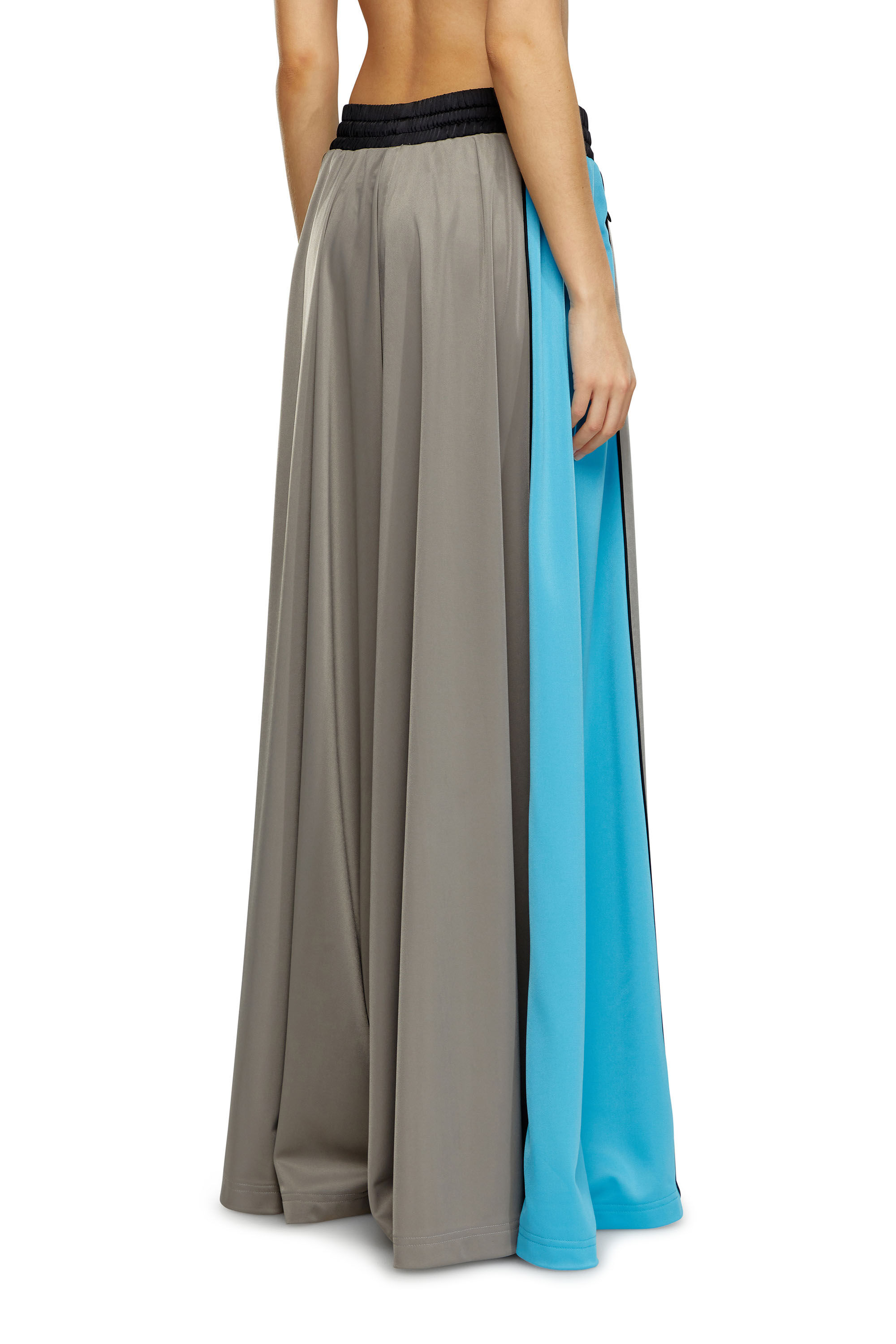 Diesel - P-WILD, Female's Palazzo pants in satin and double knit in Blue/Grey - 4
