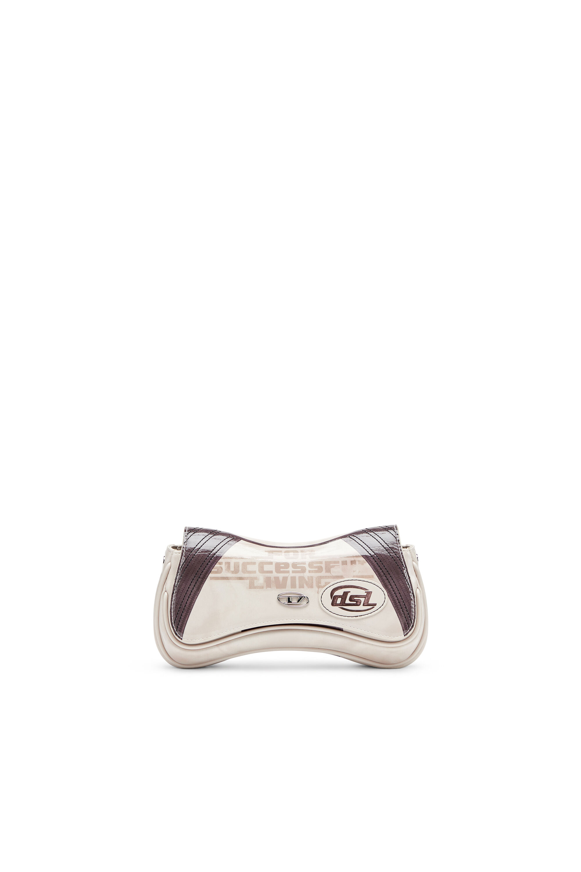 Diesel - PLAY CLUTCH, Female's Play-Glossy clutch with biker details in Light Grey - 1