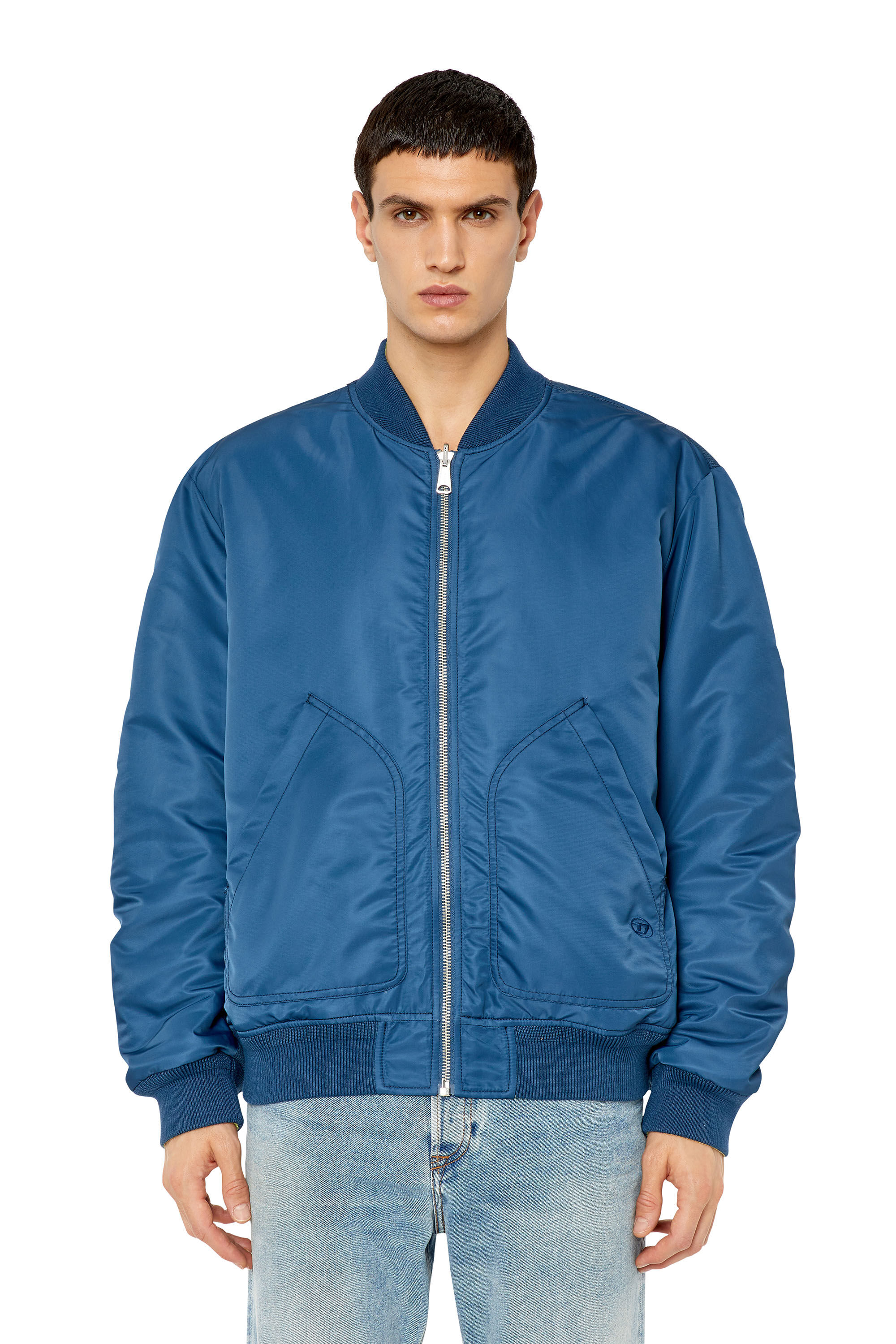 Diesel - J-MATT, Veste bomber réversible en nylon matelassé Homme in Bleu - 3
