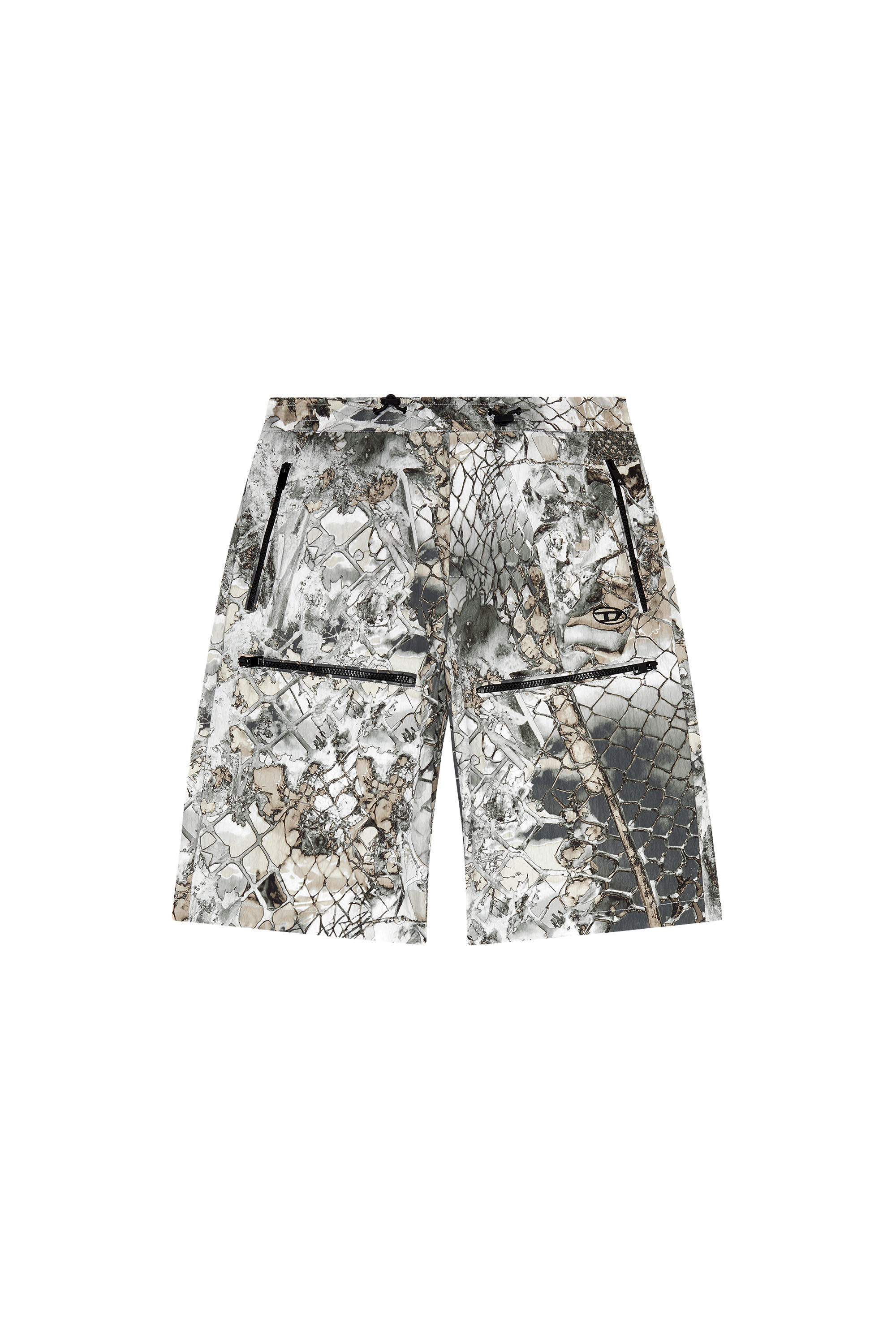 Diesel - P-MCKELL-SHORT-A, Male's Nylon cargo shorts with abstract print in Grey - 2