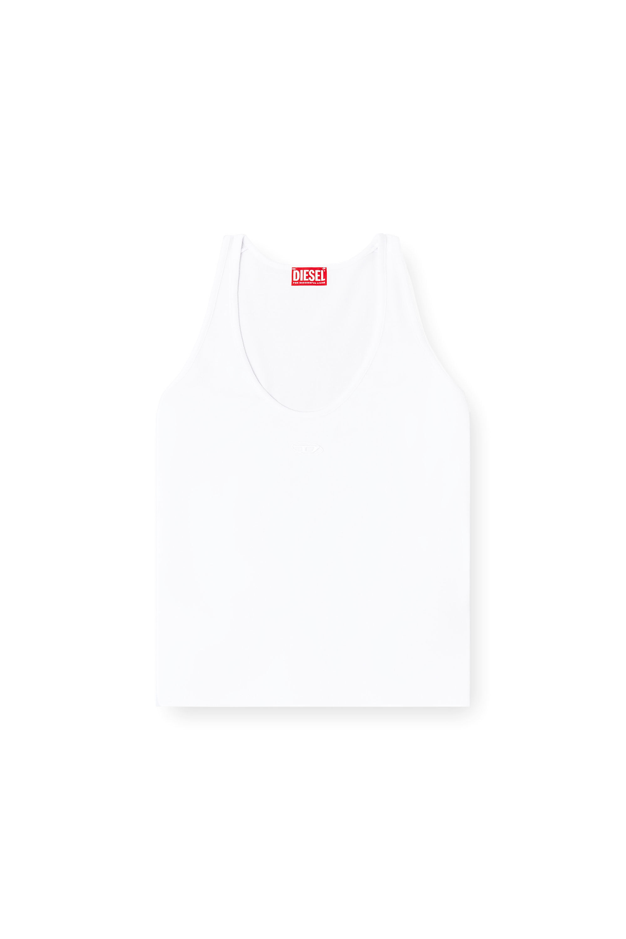 Diesel - T-IPSYA-LKDS, Débardeur côtelé avec Oval D Femme in Blanc - 2