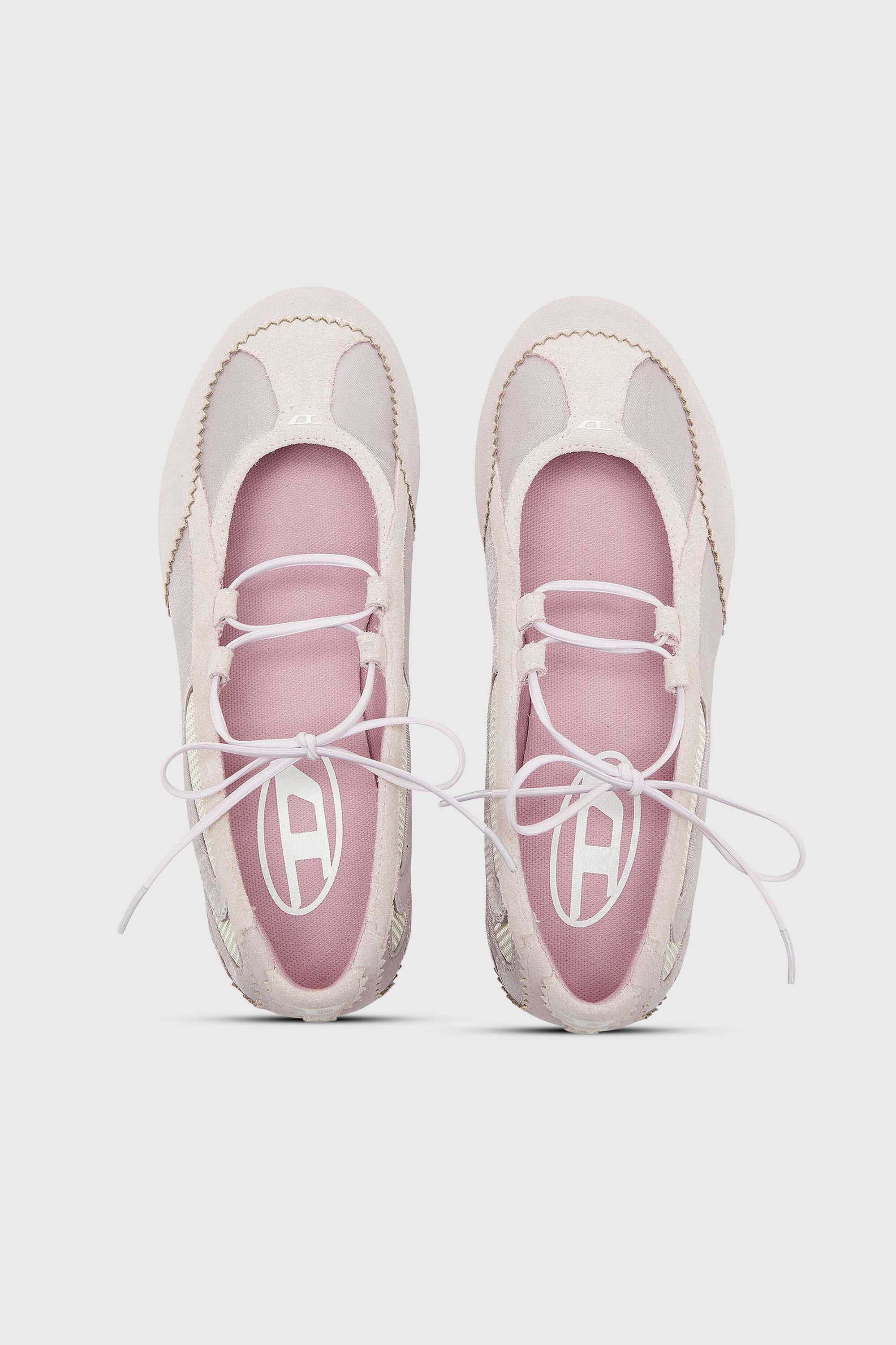 Women's D-Mile - Lace-up ballerina flats in leather and mesh