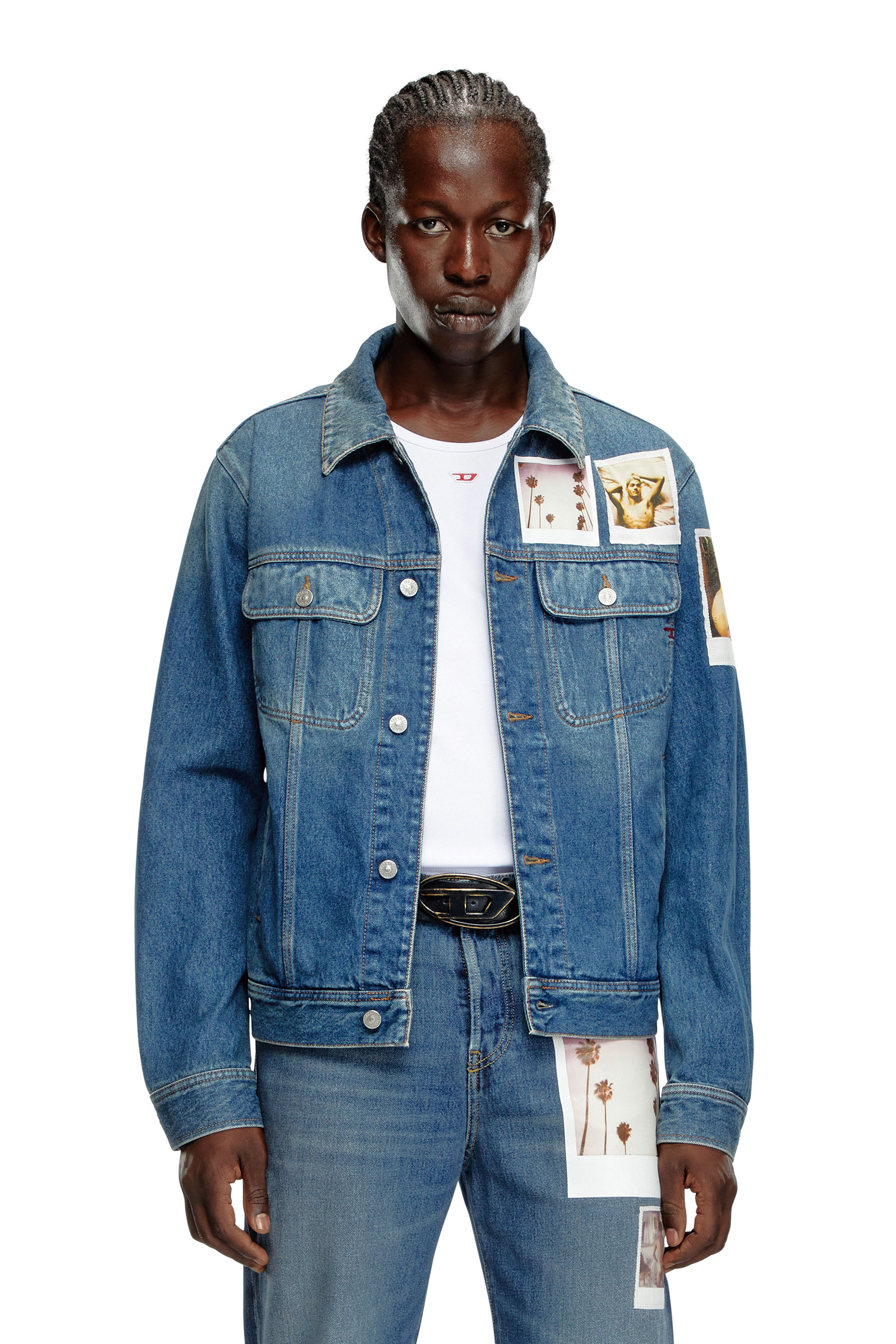 Diesel - PR-D-BARCY, Veste trucker avec empiècements polaroïd Mixte in Bleu - 3