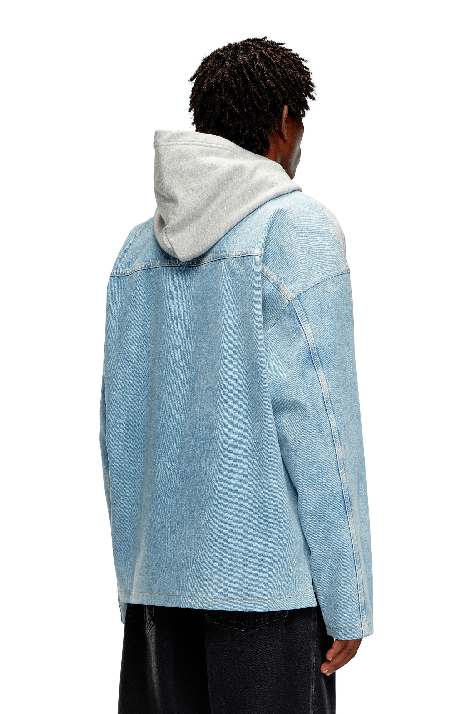 Diesel - S-SOL-HOOD-DEN, Sweat-shirt à capuche en coton et denim mélangés Homme in Polychrome - 3