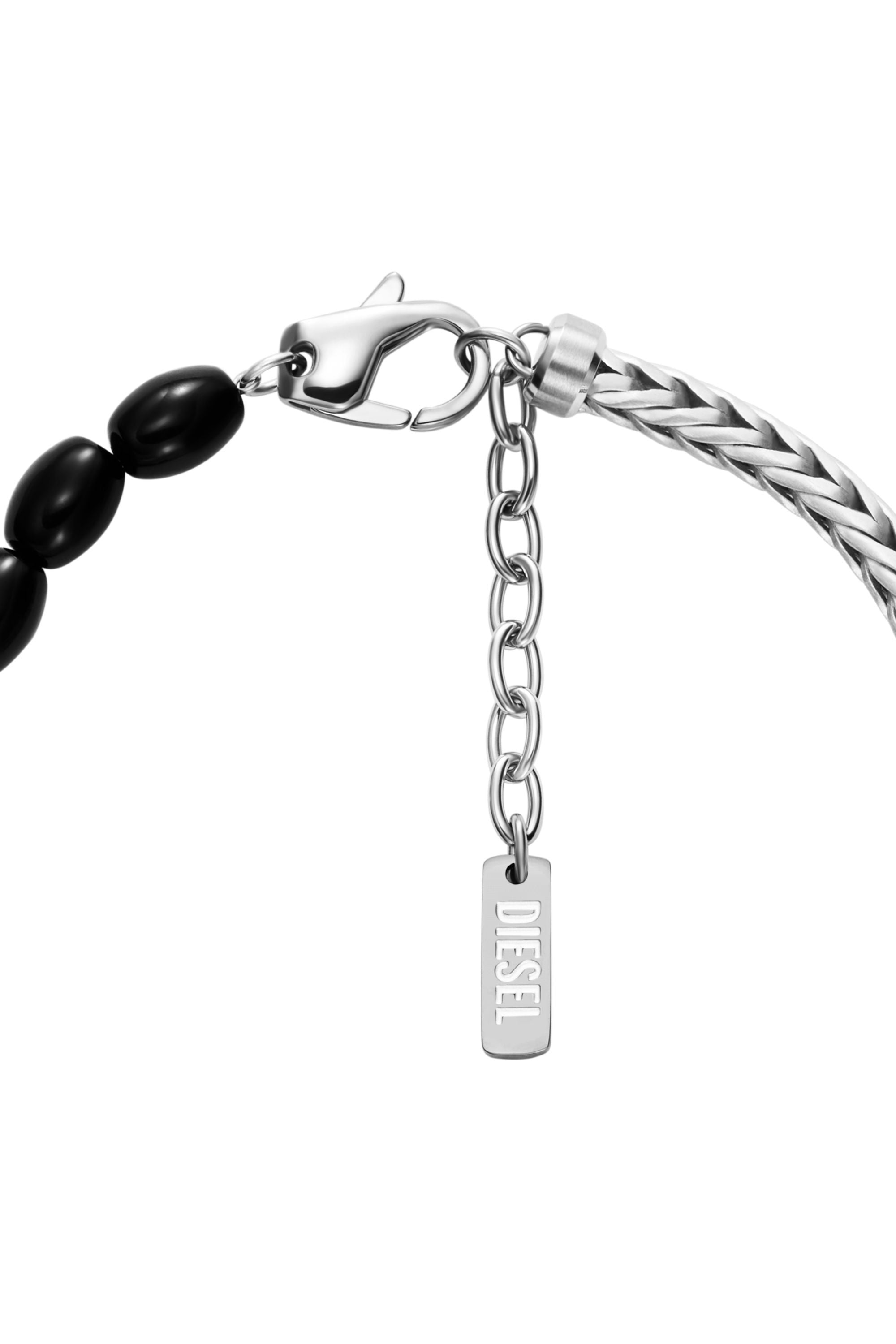 Diesel - DX1714040, Unisex's Black Agate Beaded Bracelet in Silver/Black - 2