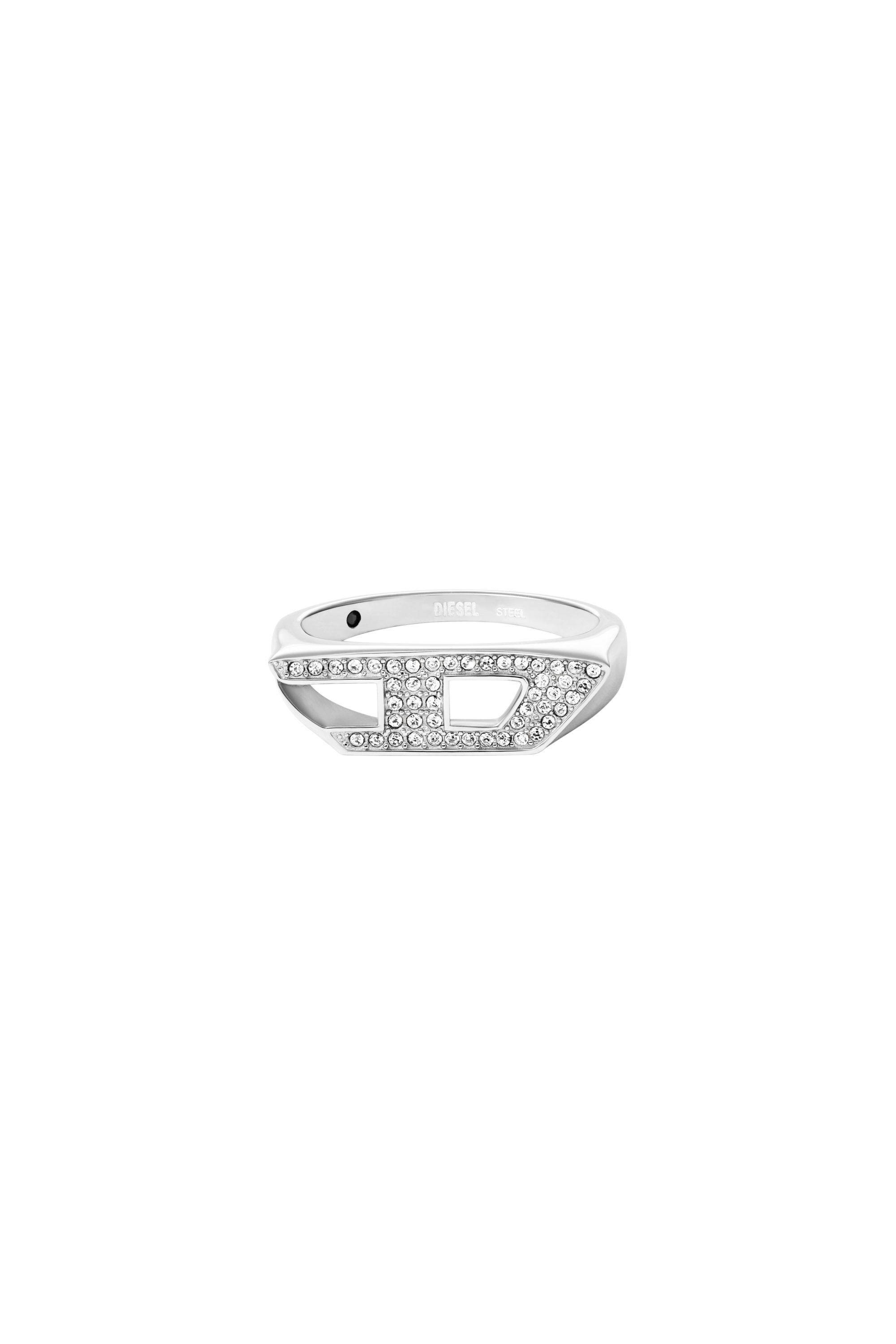 Diesel - DX1629040 JEWELLERY, Bague chevalière scintillante en acier inoxydable Mixte in Gris argenté - 2