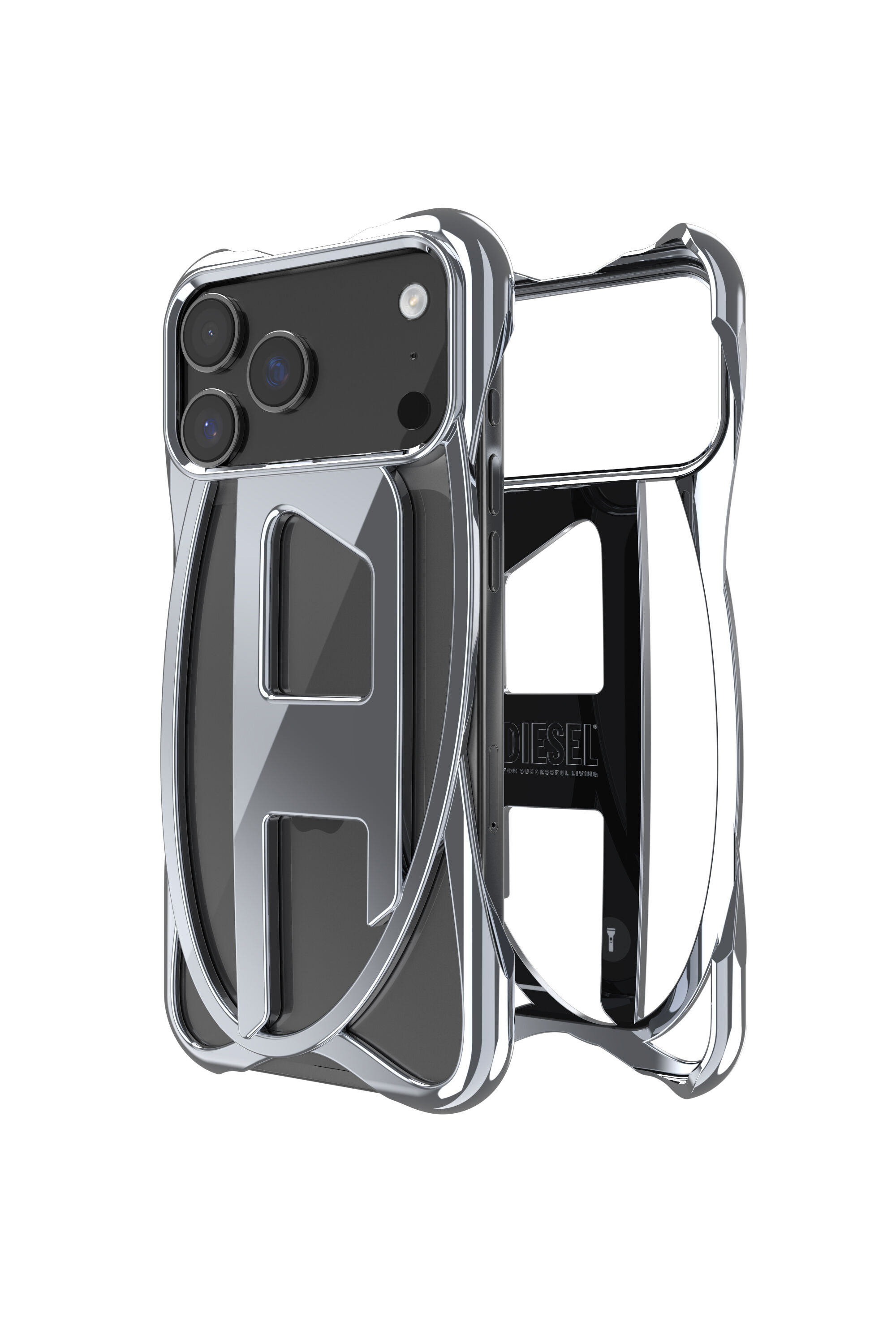 Women's Caged D glossy case for iPhone 17 Pro Max | Grey | Diesel
