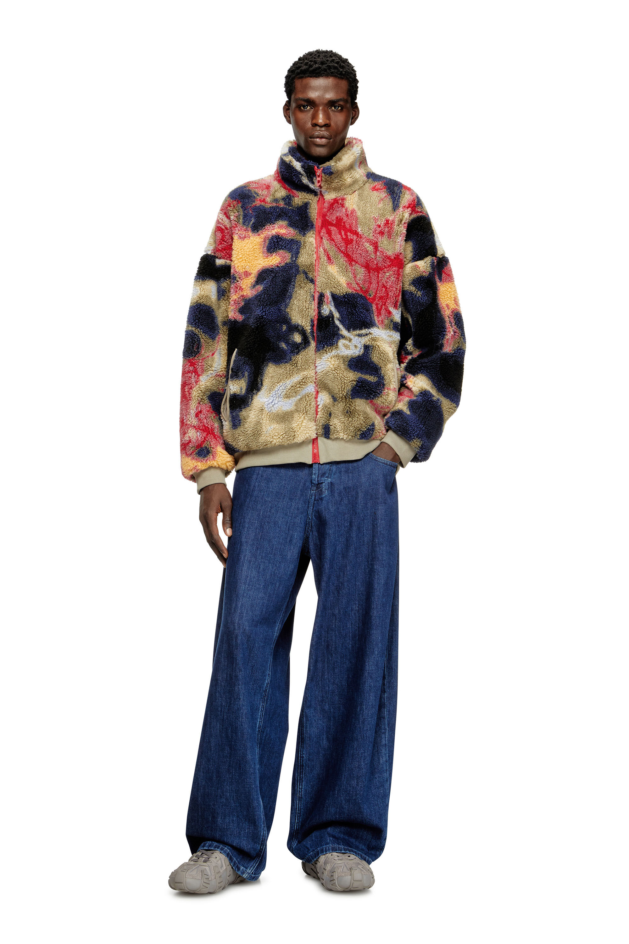 Men's Teddy-fleece jacket with graffiti motif | Multicolor | Diesel