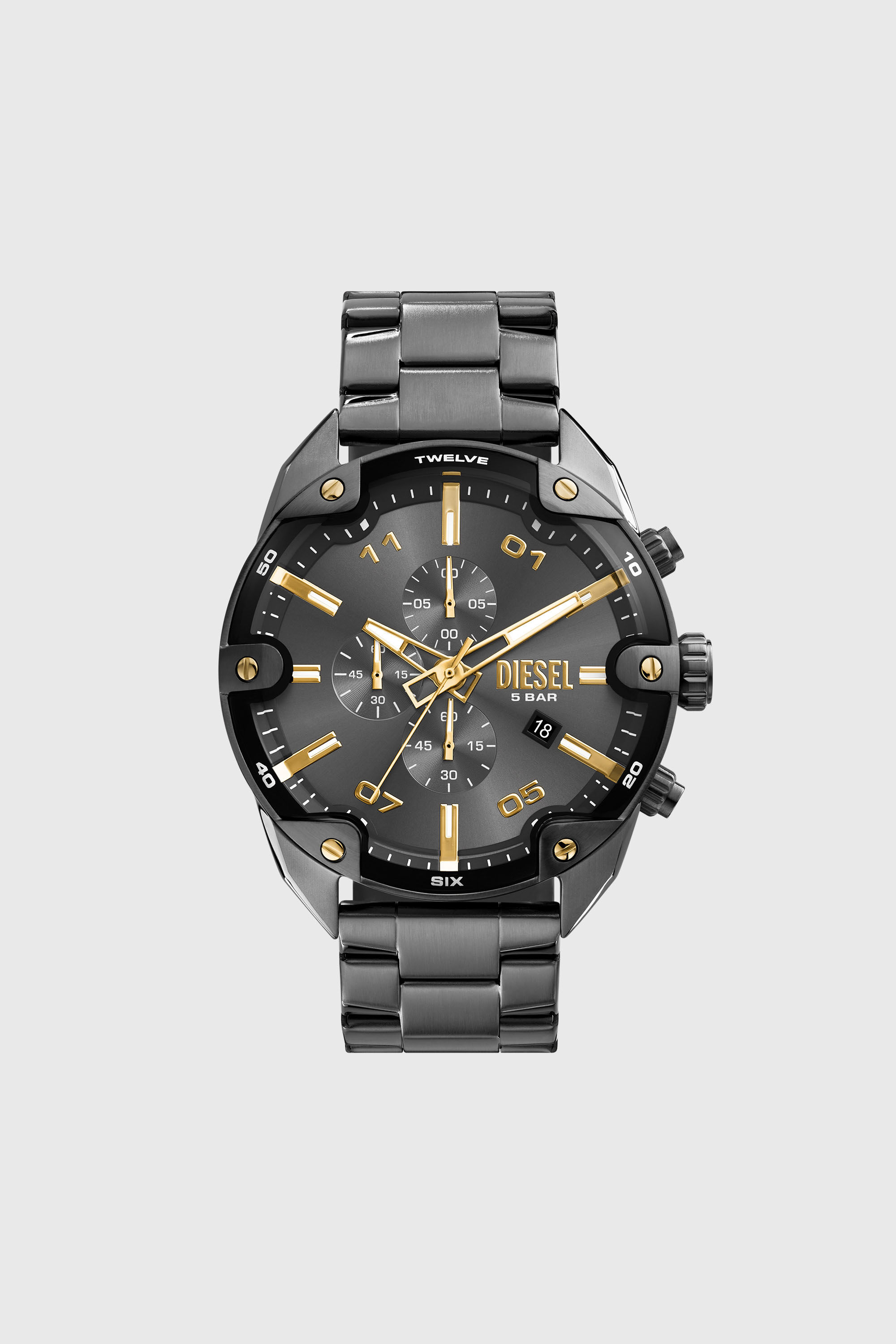 Men's Spiked Two-Tone Stainless Steel Watch | Grey | Diesel US