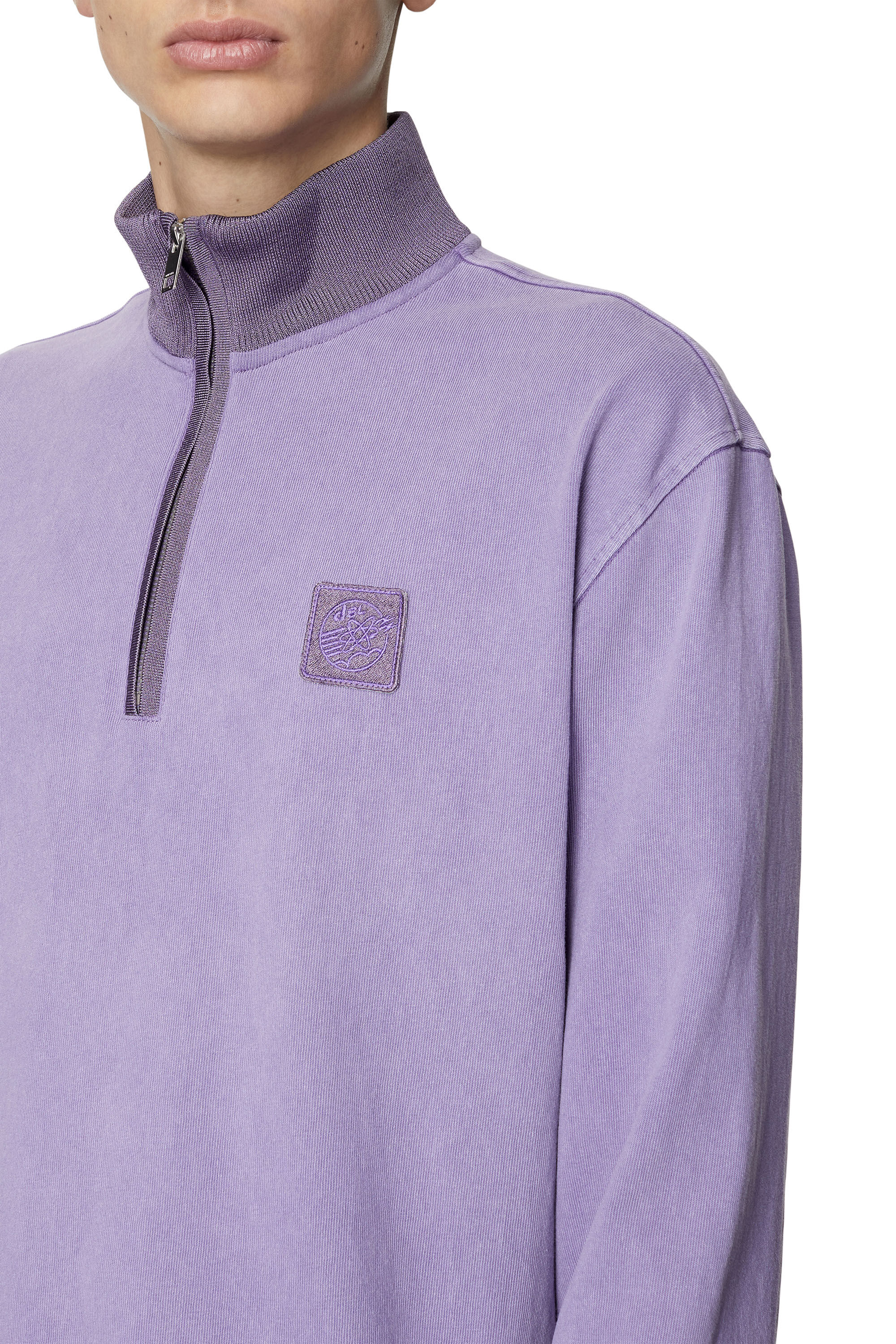 Diesel - S-ARAGON, Top demi-zip teint en plongée Homme in Violet - 5