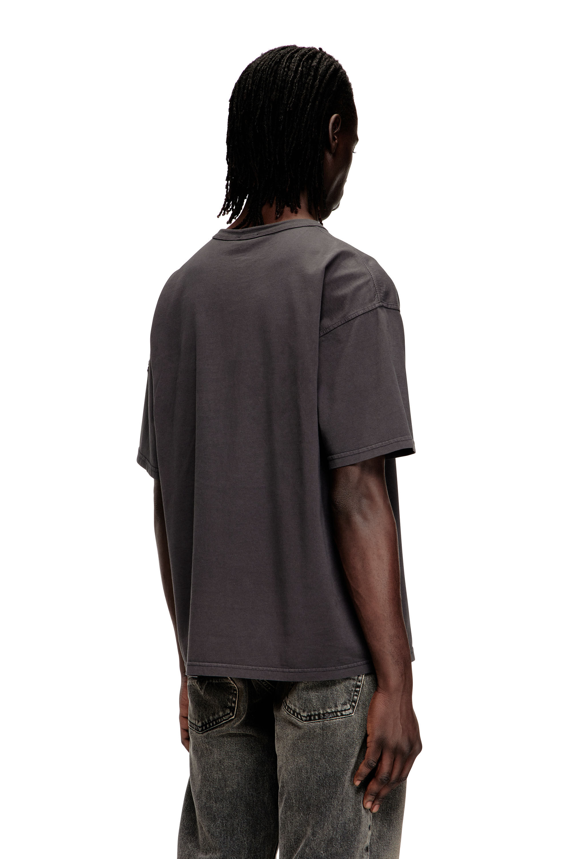 Diesel - T-BOXT-DEN, Male's Relaxed cotton T-shirt with Oval D applique in Grey - 4